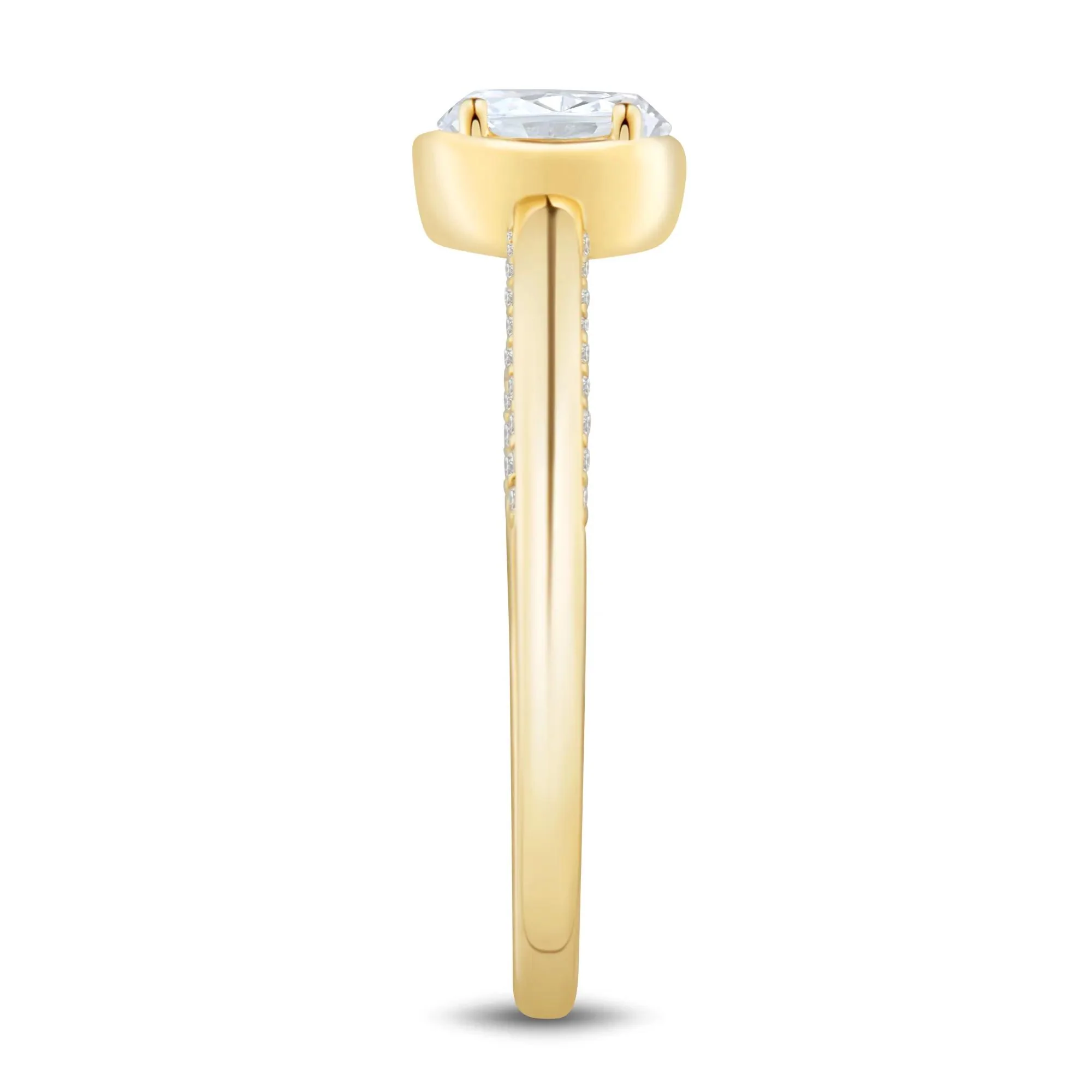 1/2 CT. Tw. Diamond Oval Engagement Ring 14K Yellow Gold Round Brilliant Cut Size 6 1mm - Image 3
