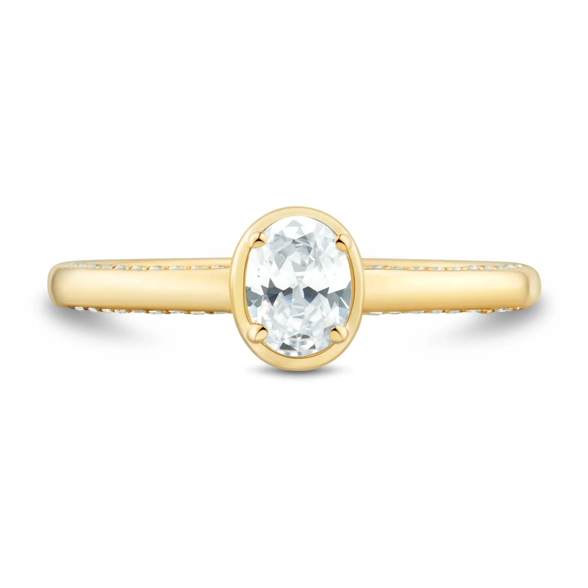 1/2 CT. Tw. Diamond Oval Engagement Ring 14K Yellow Gold Round Brilliant Cut Size 8.5 1mm