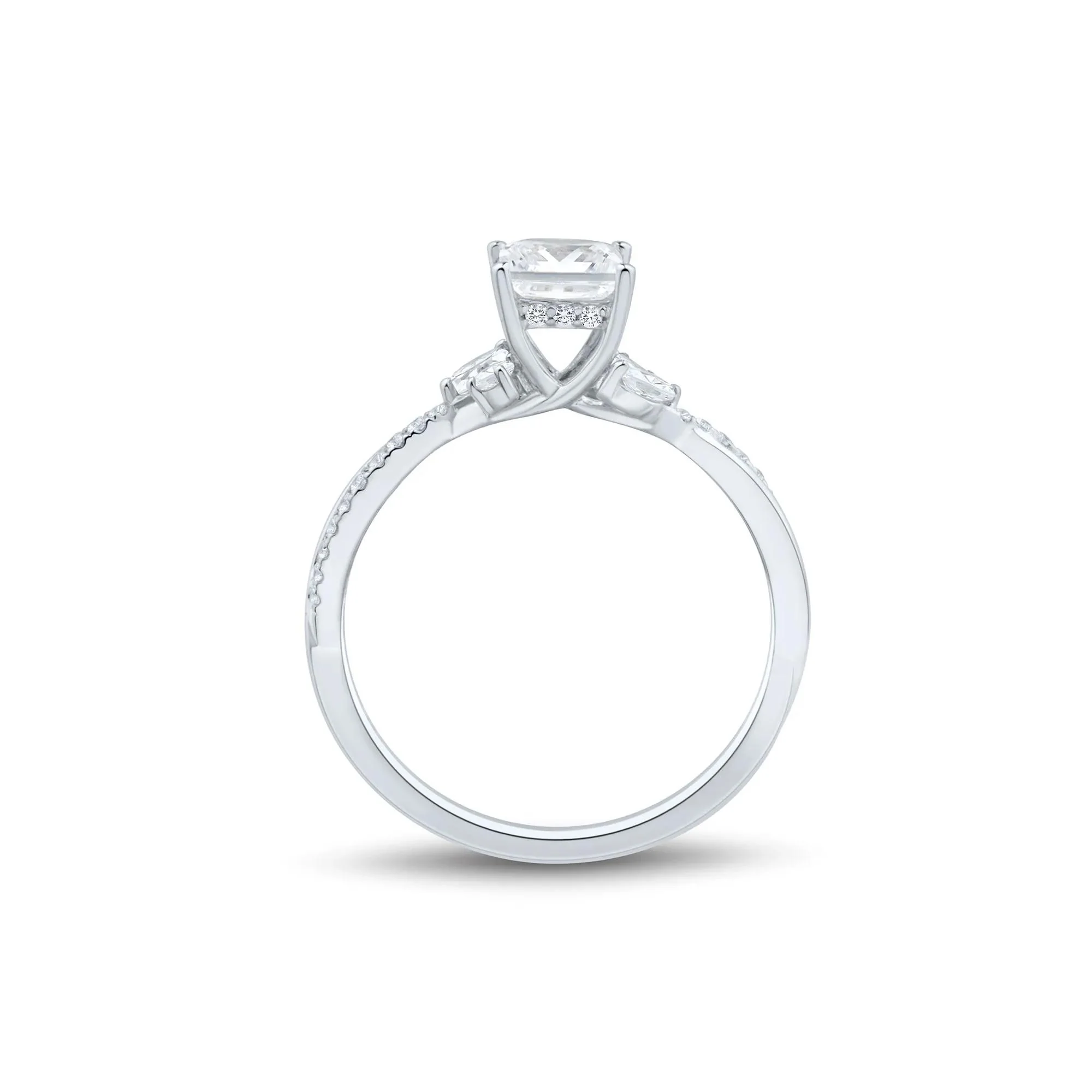 3/4 CT. Tw. Princess-Cut Diamond Engagement Ring 14K White Gold Size 7.5 1mm - Image 3