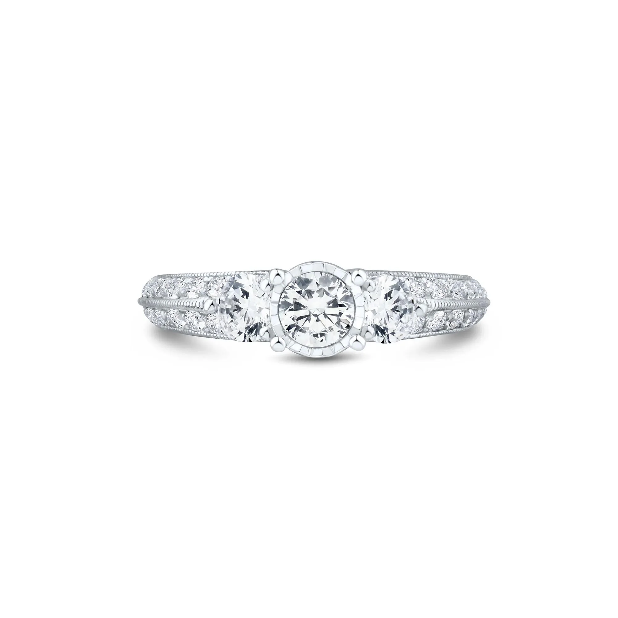 1/2 CT. Tw. Diamond Engagement Ring 14K White Gold Size 7 1.5mm
