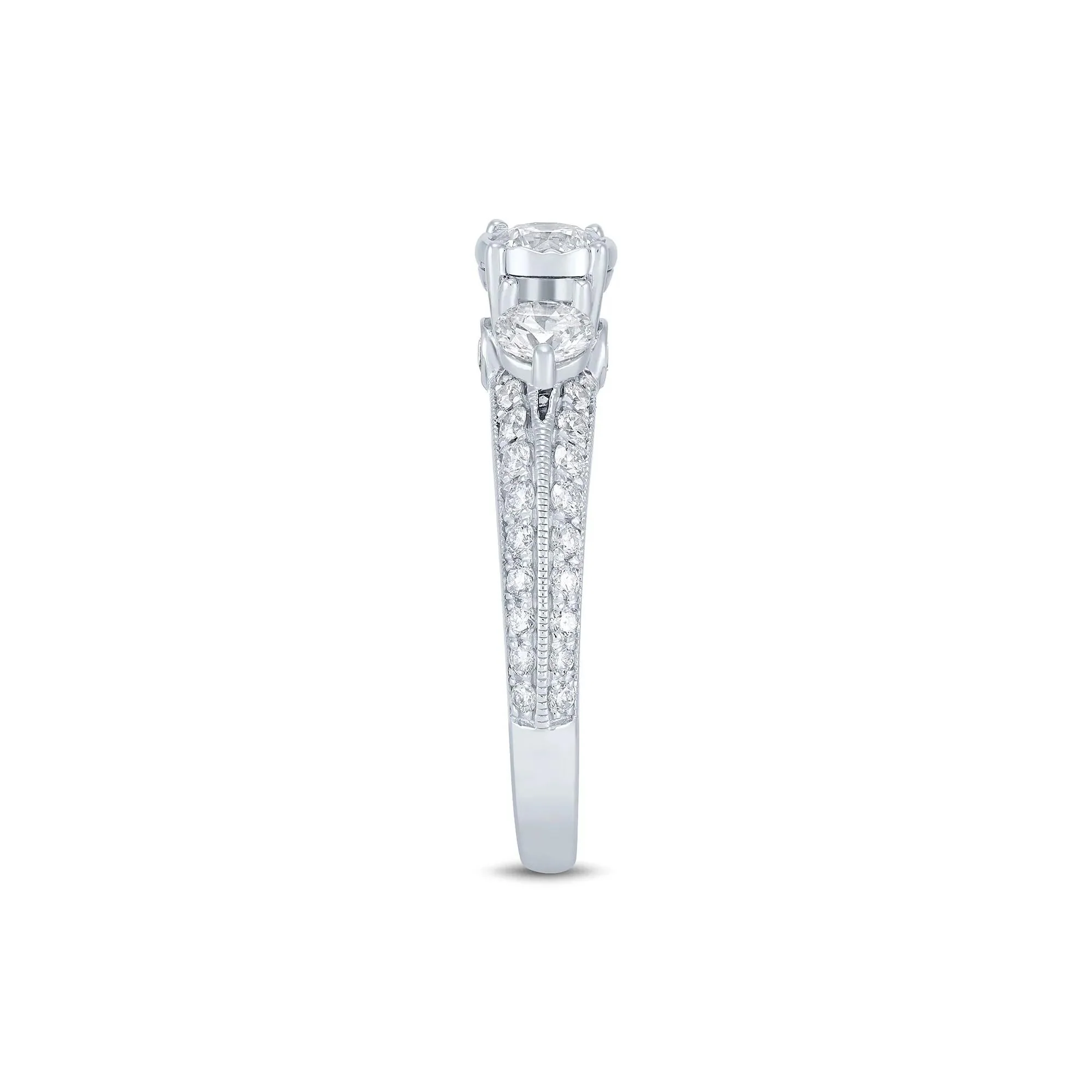 1/2 CT. Tw. Diamond Engagement Ring 14K White Gold Size 7.5 1.5mm - Image 2