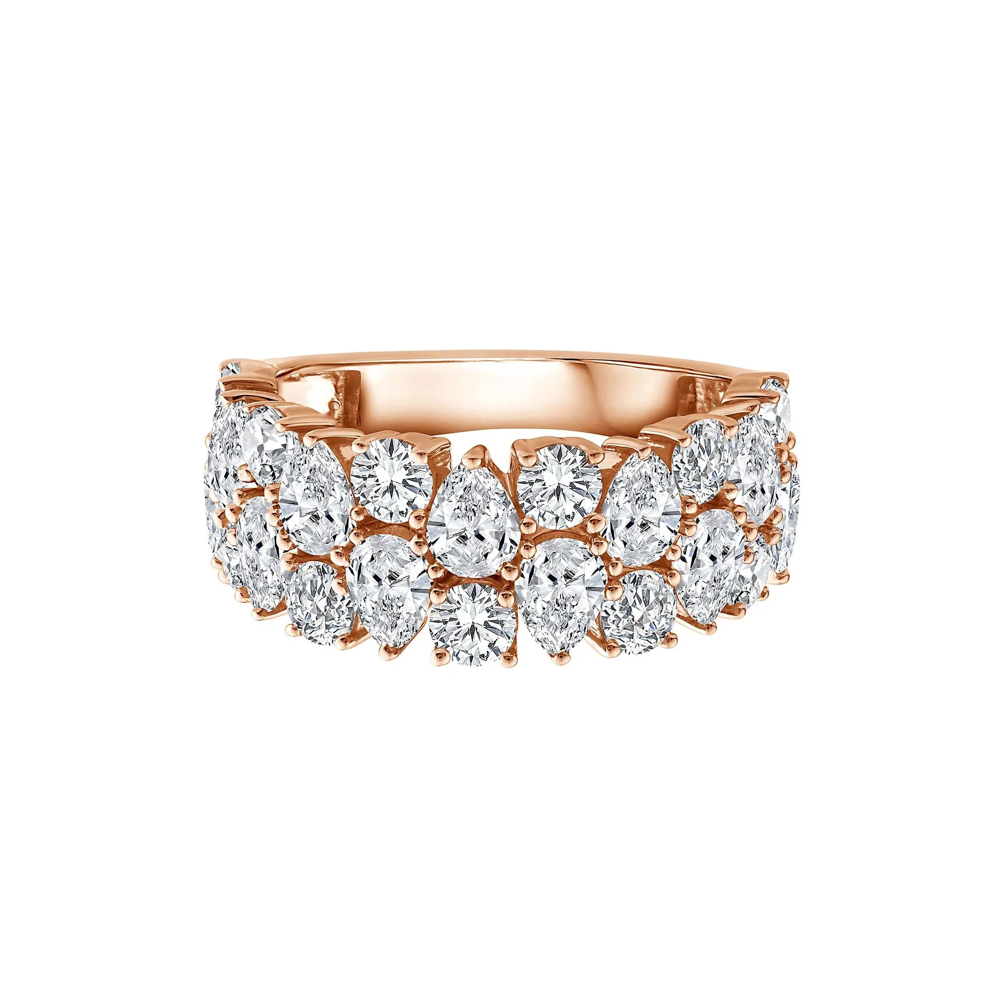 3 CT. Tw. Lab Grown Diamond Pear Wide Anniversary Band Ring 10K Rose Gold Size 6 2.5mm