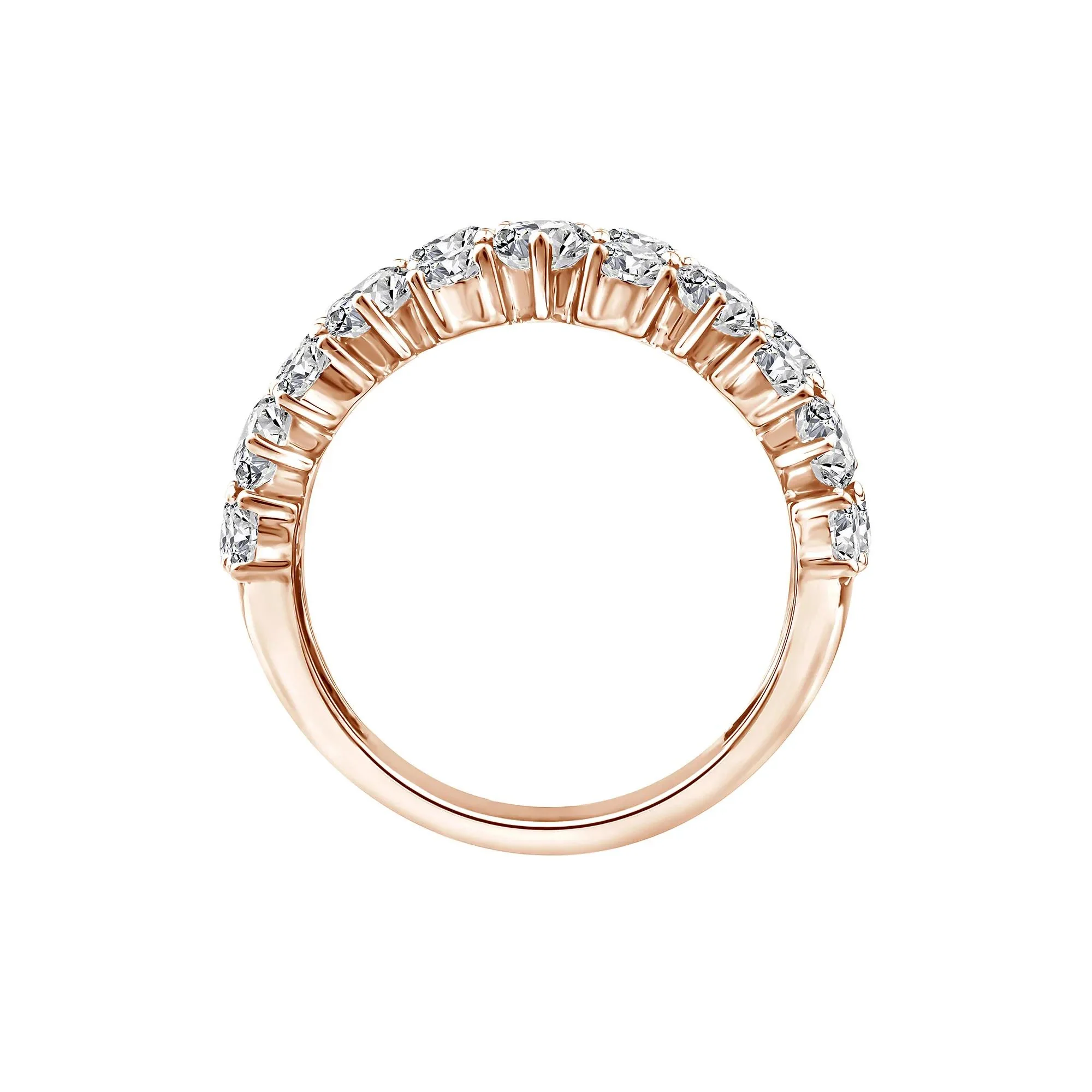 3 CT. Tw. Lab Grown Diamond Pear Wide Anniversary Band Ring 10K Rose Gold Size 6 2.5mm - Image 2