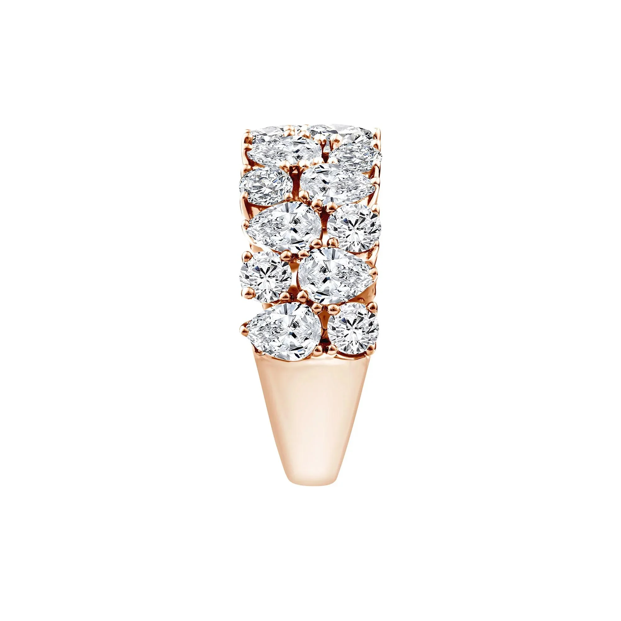 3 CT. Tw. Lab Grown Diamond Pear Wide Anniversary Band Ring 10K Rose Gold Size 8.5 2.5mm - Image 3