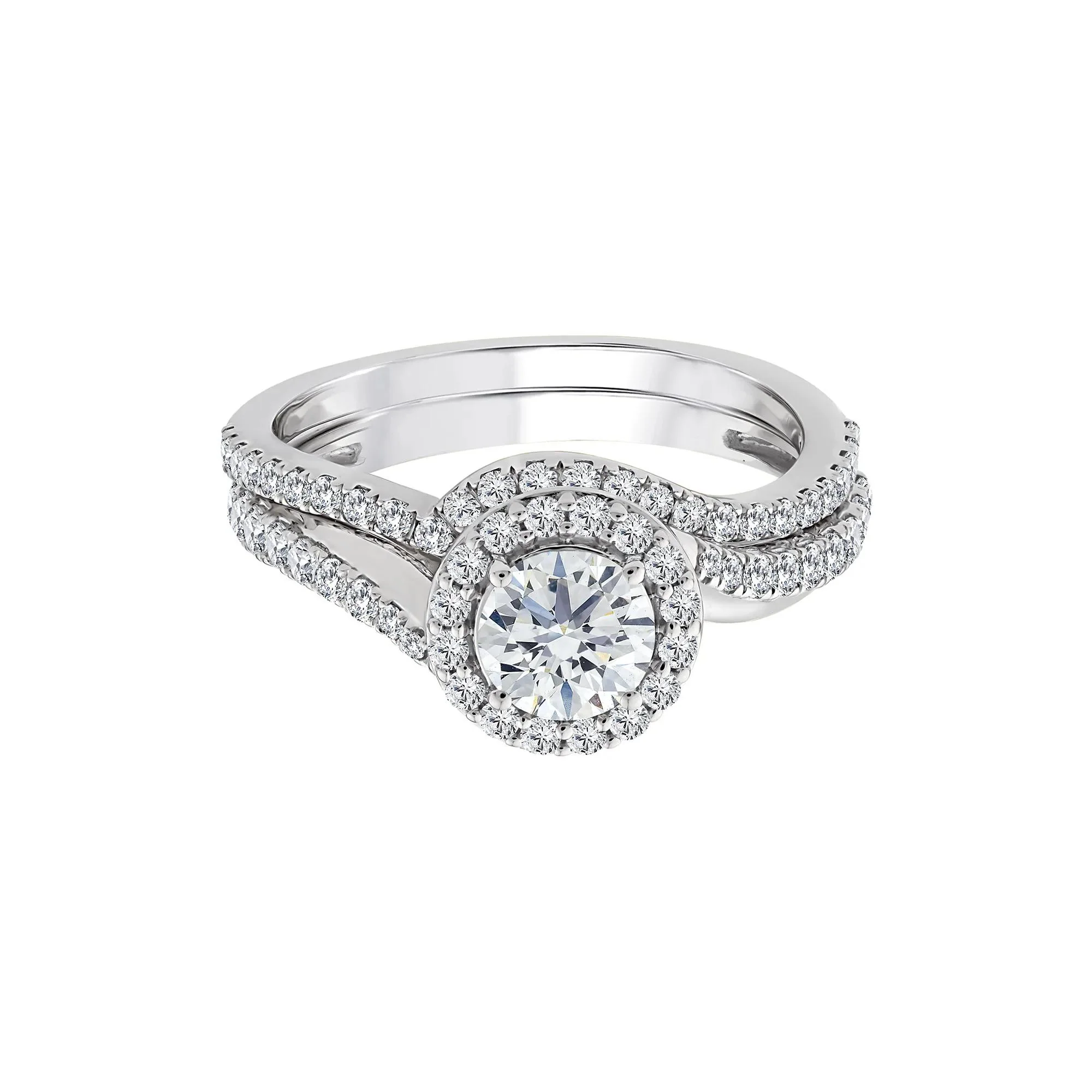 1/4 CT. Tw. Lab Grown Diamond Engagement Ring Set 10K White Gold Size 6.5 1mm