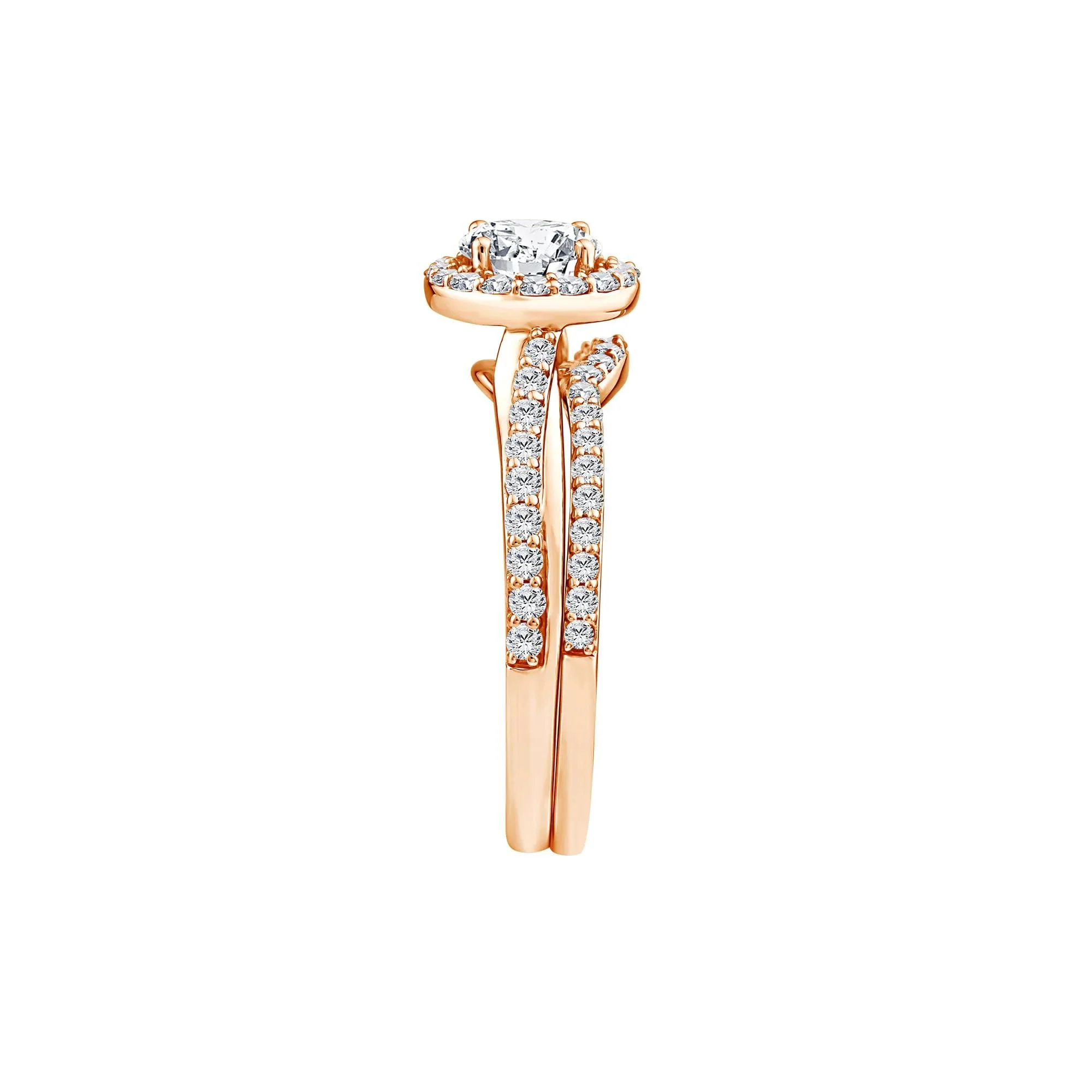 1/5 CT. Tw. Lab Grown Diamond Engagement Ring Set 10K Rose Gold Size 8.5 1mm - Image 3