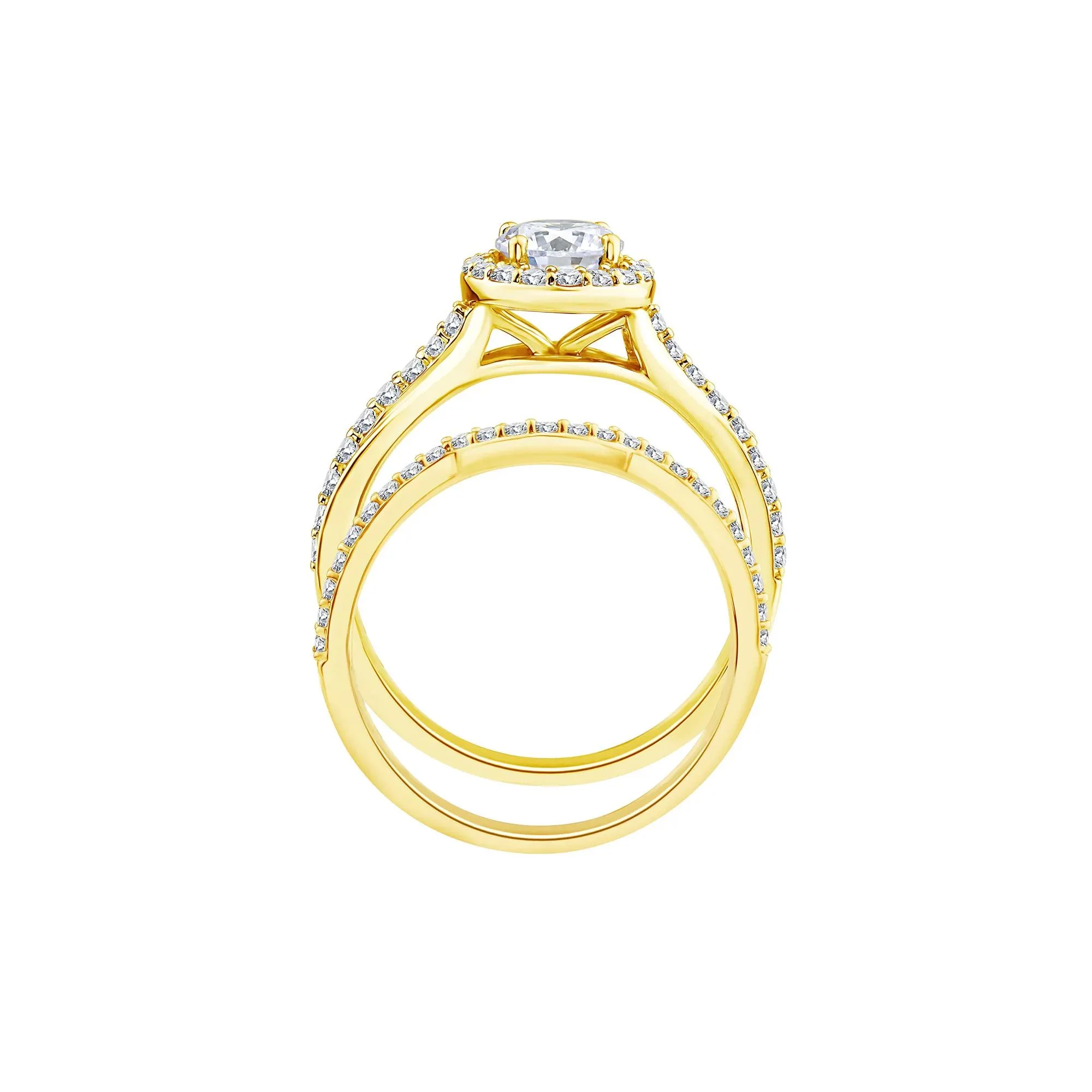 1/5 CT. Tw. Lab Grown Diamond Engagement Ring Set 10K Yellow Gold Size 6.5 1mm - Image 2