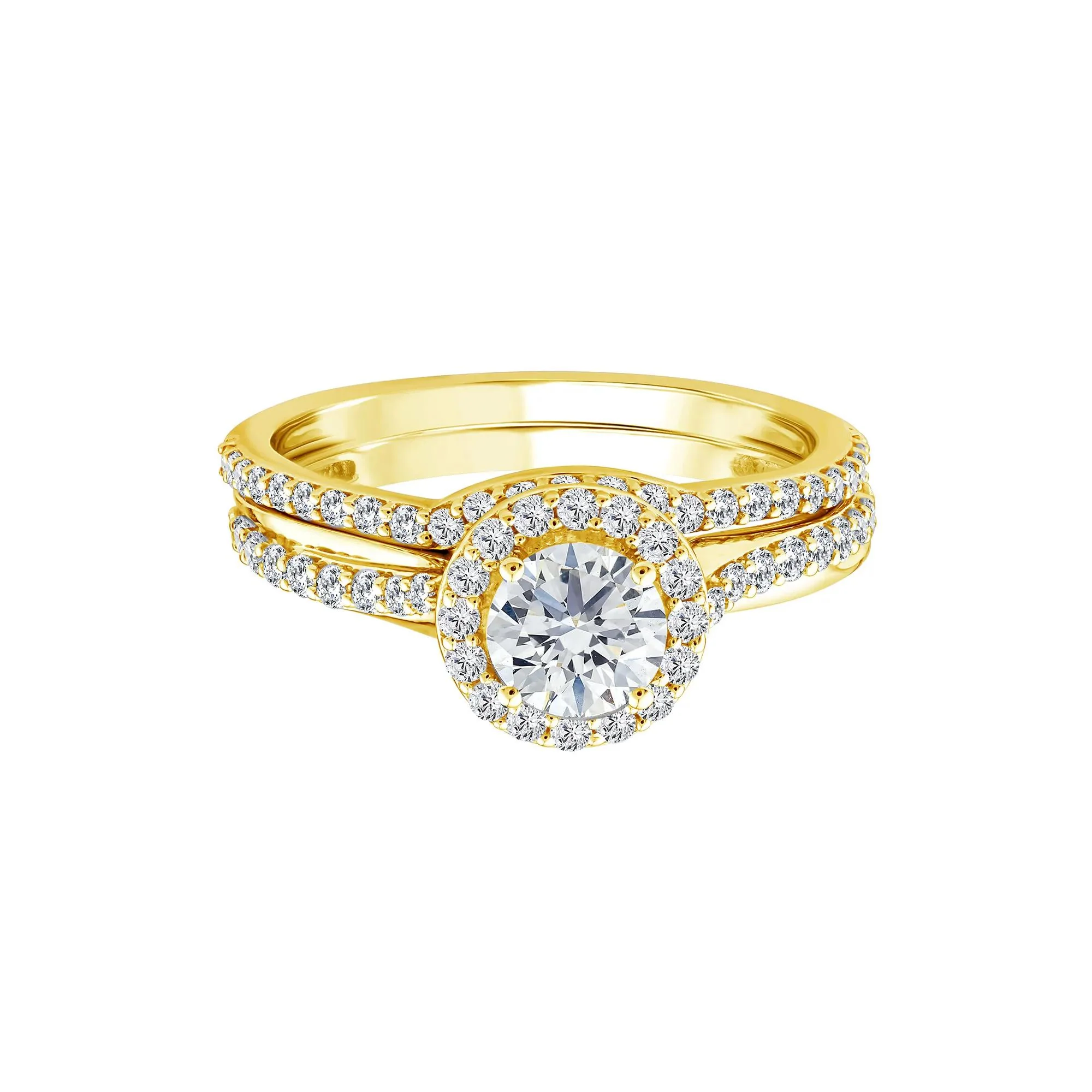 1/5 CT. Tw. Lab Grown Diamond Engagement Ring Set 10K Yellow Gold Size 7 1mm