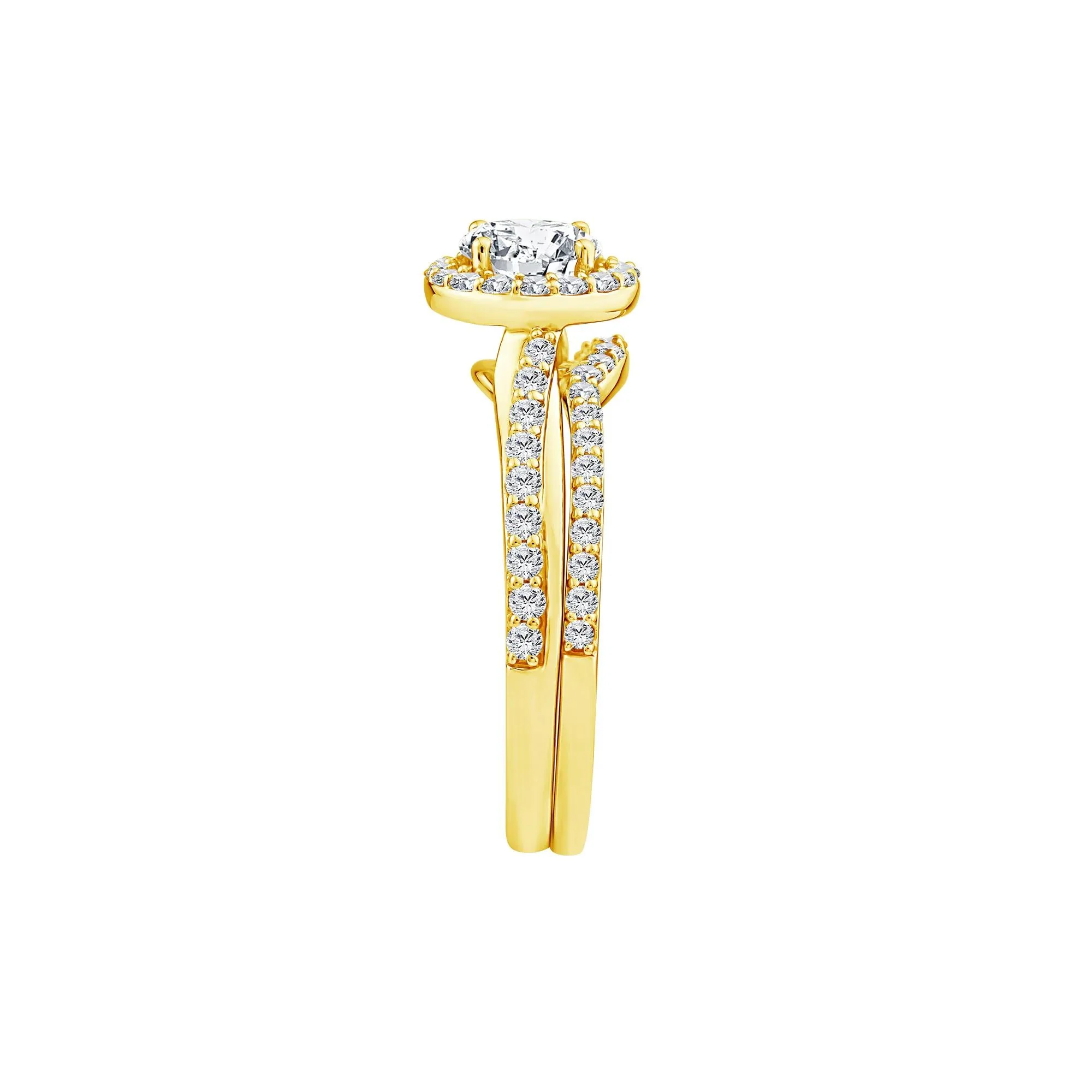 1/5 CT. Tw. Lab Grown Diamond Engagement Ring Set 10K Yellow Gold Size 8 1mm - Image 3