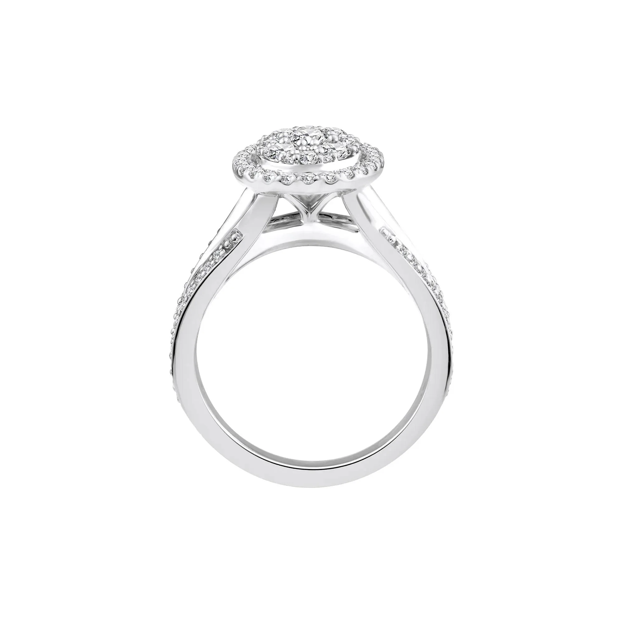 1/2 CT. Tw. Diamond Composite Engagement Ring 10K White Gold Round Brilliant Cut Size 6 - Image 2