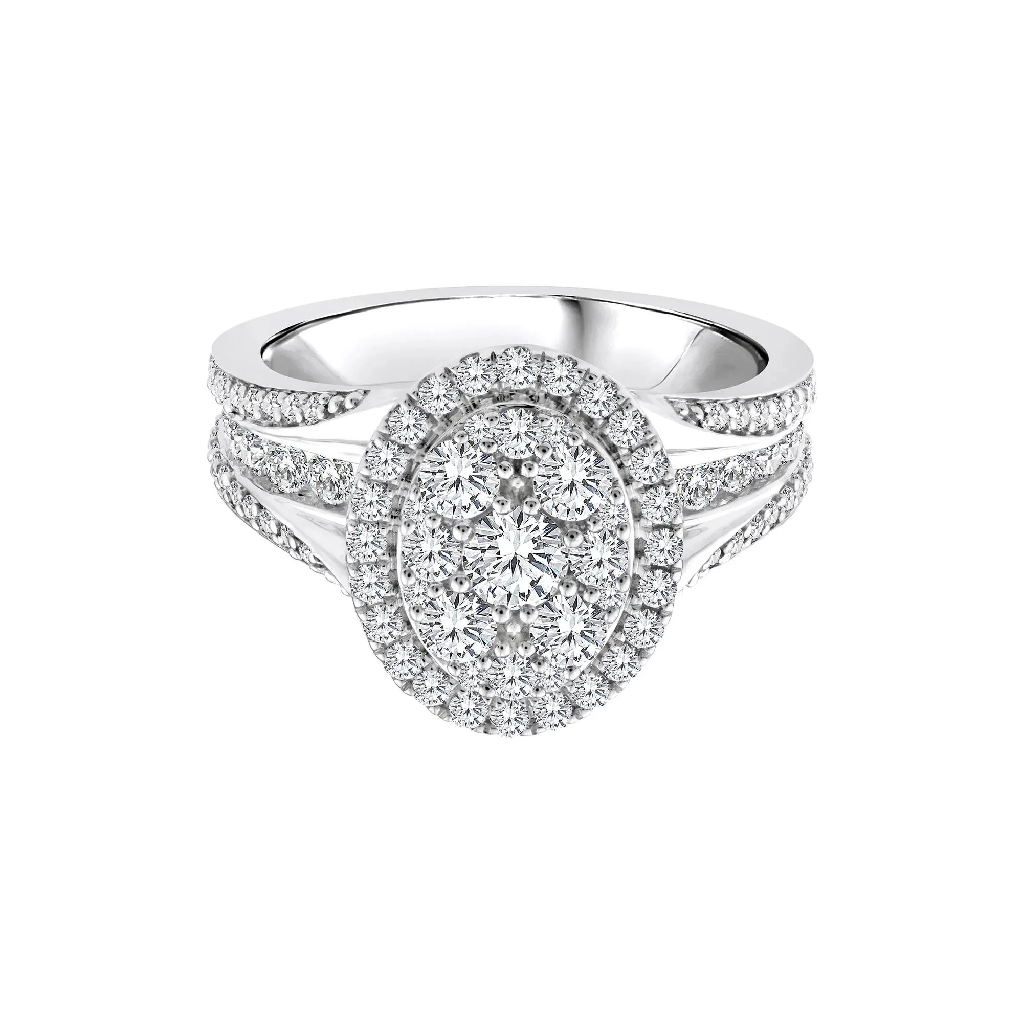 1/2 CT. Tw. Diamond Composite Engagement Ring 10K White Gold Round Brilliant Cut Size 8.5