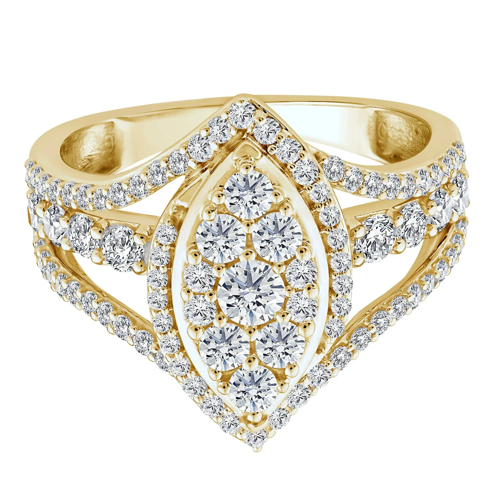 1/2 CT. Tw. Diamond Composite Engagement Ring 10K Yellow Gold Size 6 2mm