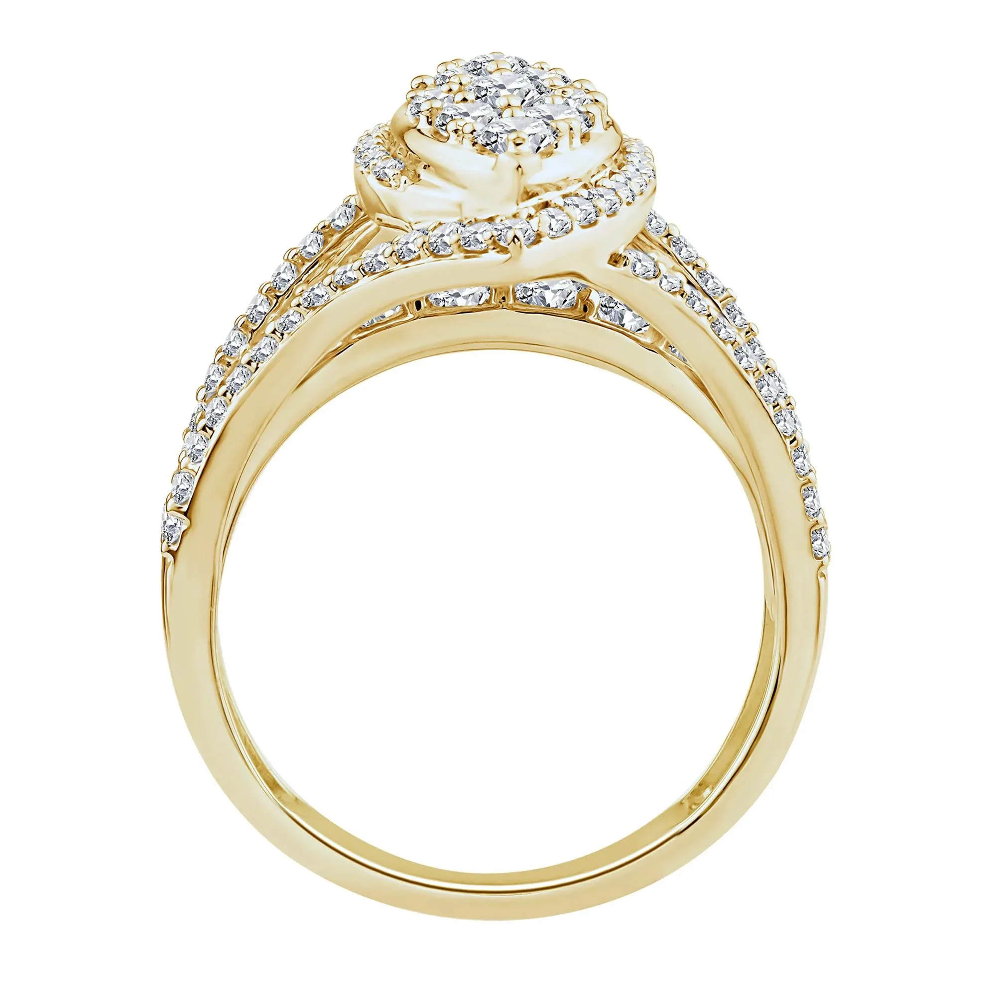 1/2 CT. Tw. Diamond Composite Engagement Ring 10K Yellow Gold Size 8 2mm - Image 2