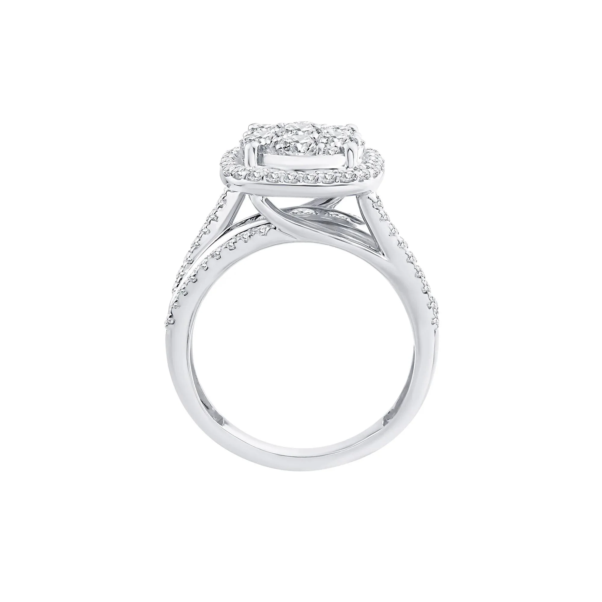 2 CT. Tw. Diamond Composite Engagement Ring 10K White Gold Round Brilliant Cut Size 7.5 2.5mm - Image 2