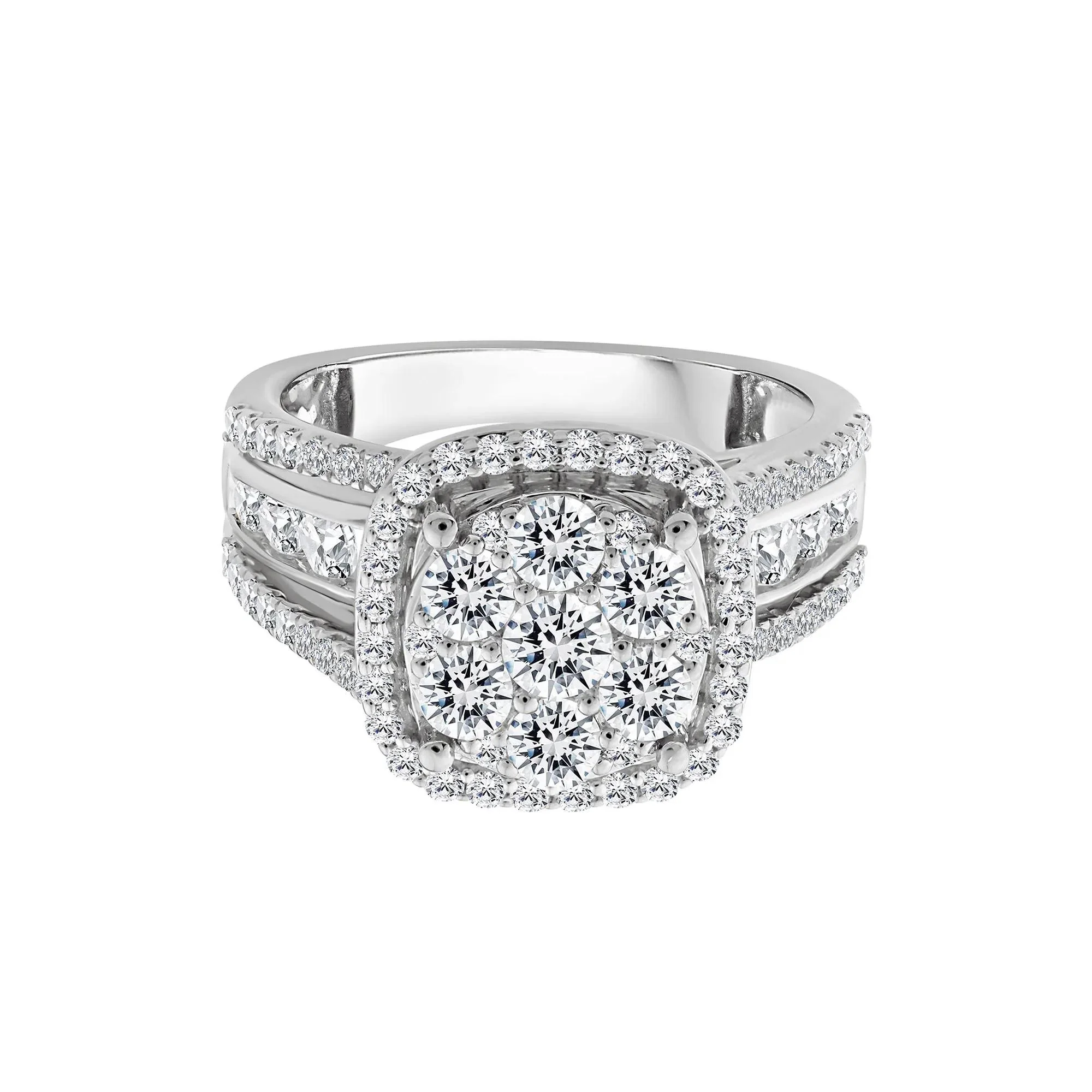 2 CT. Tw. Diamond Composite Engagement Ring 10K White Gold Round Brilliant Cut Size 8.5 2.5mm