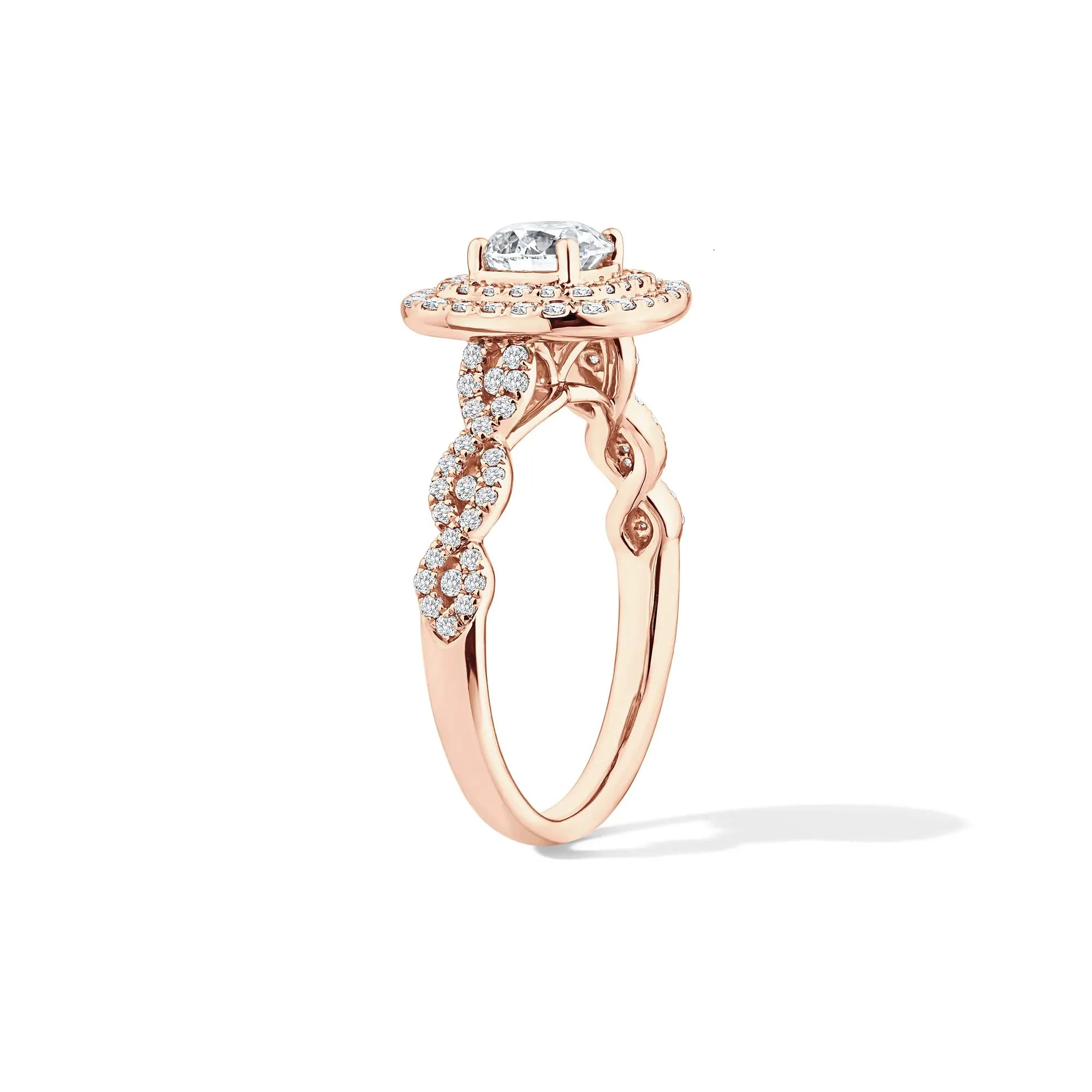 1/5 CT. Tw. Lab Grown Diamond Engagement Ring 10K Rose Gold Size 7 - Image 3