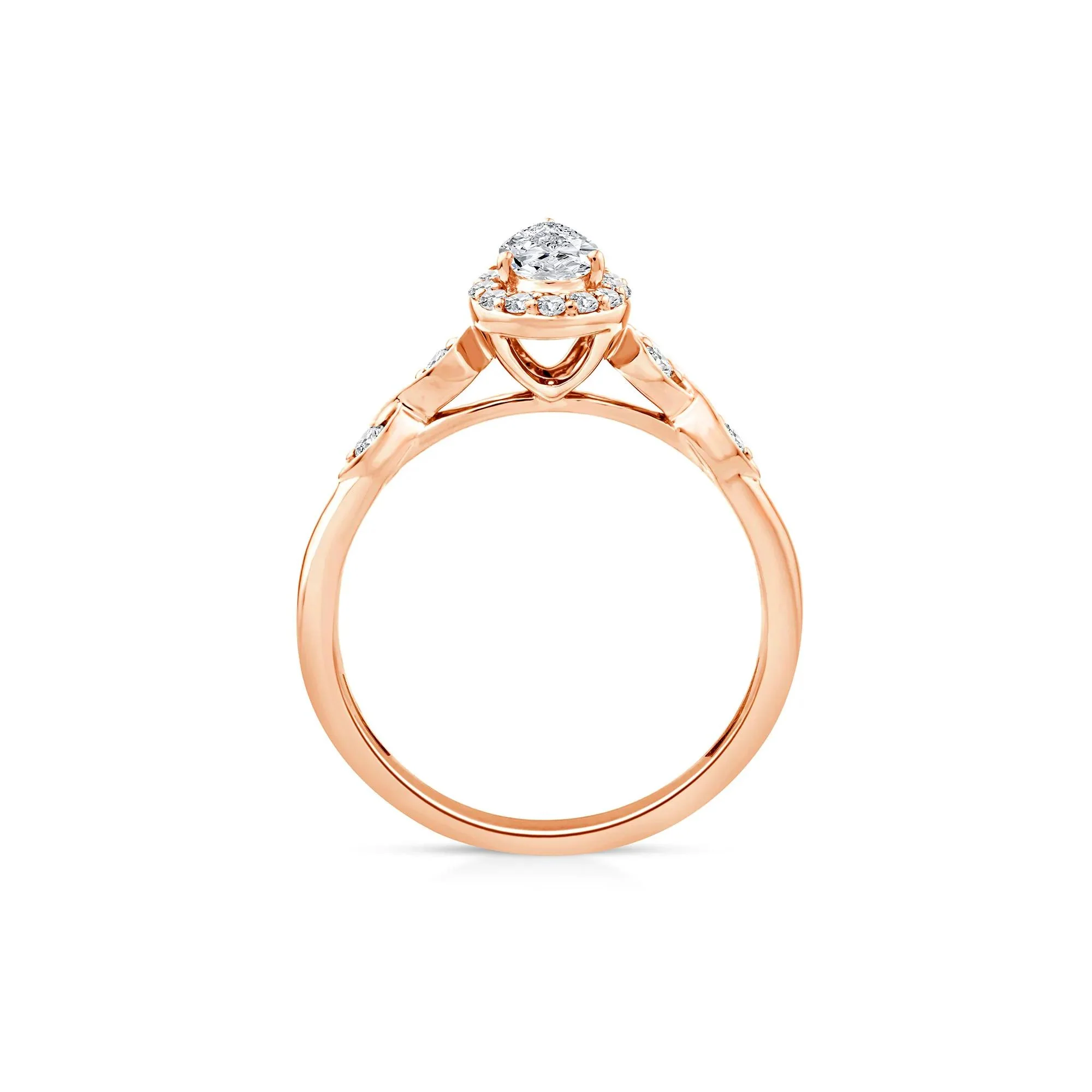 1/2 CT. Tw. Lab Grown Diamond Pear Promise Ring 10K Rose Gold Size 6.5 1mm - Image 2