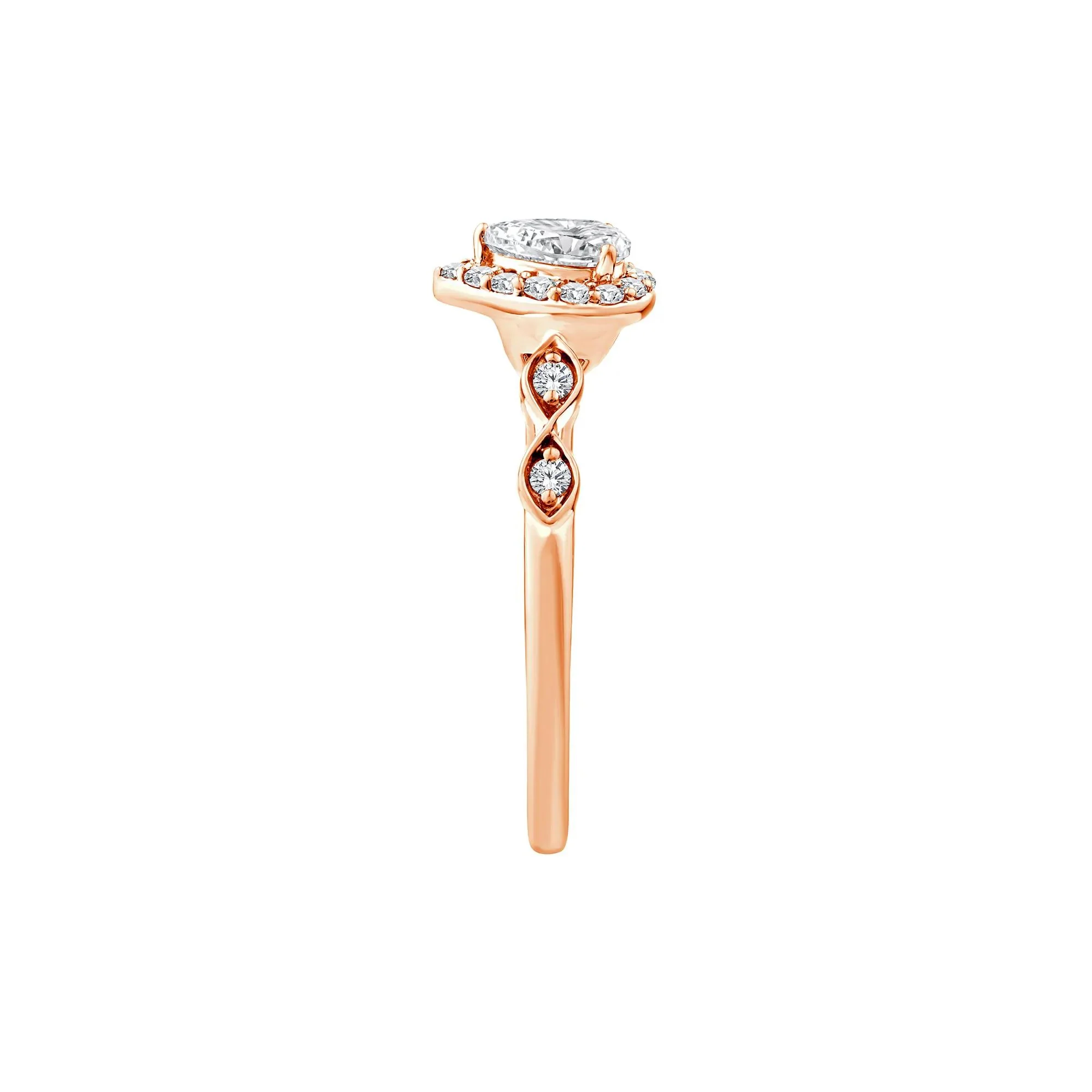 1/2 CT. Tw. Lab Grown Diamond Pear Promise Ring 10K Rose Gold Size 8.5 1mm - Image 3