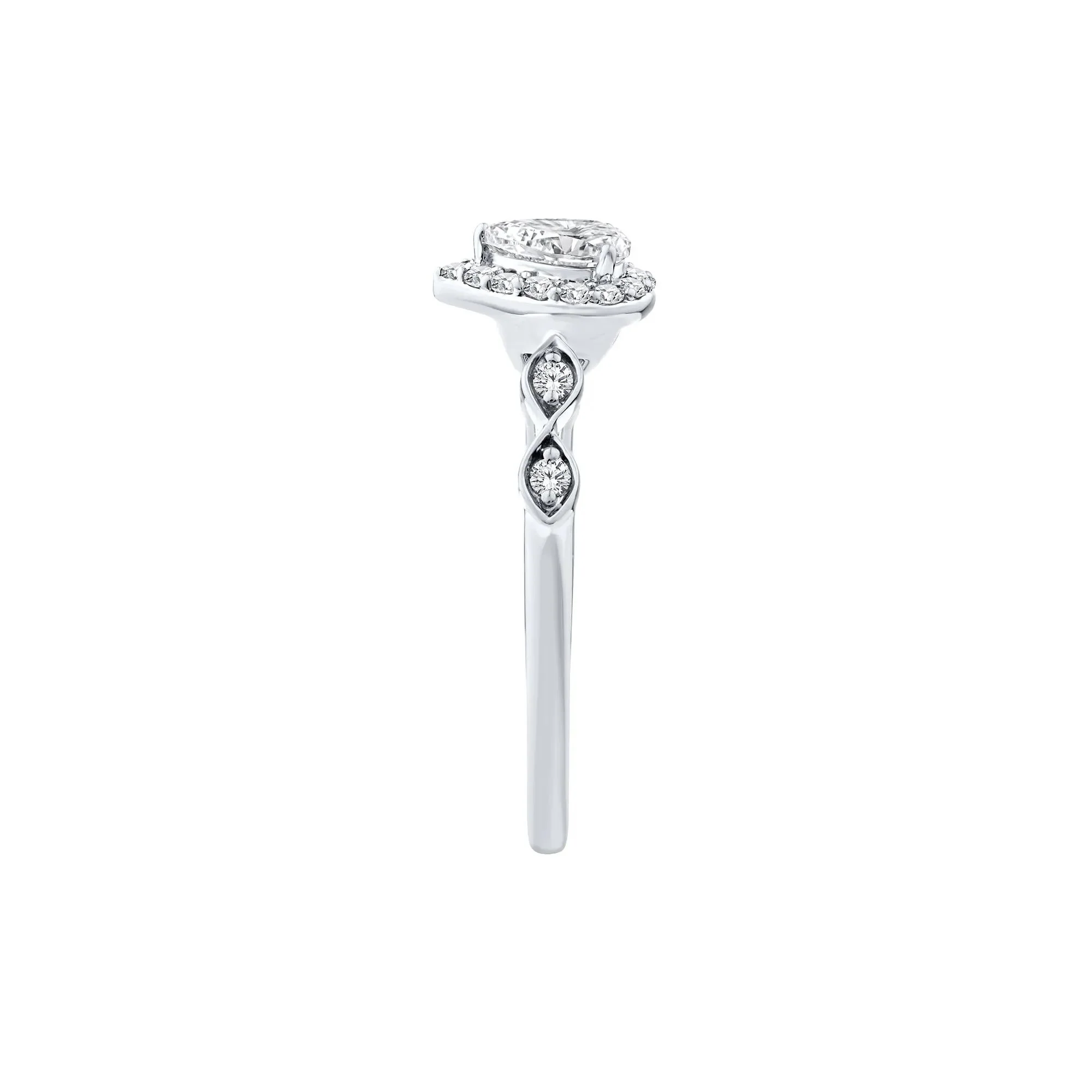 1/2 CT. Tw. Lab Grown Diamond Pear Promise Ring 10K White Gold Size 5.5 1mm - Image 3