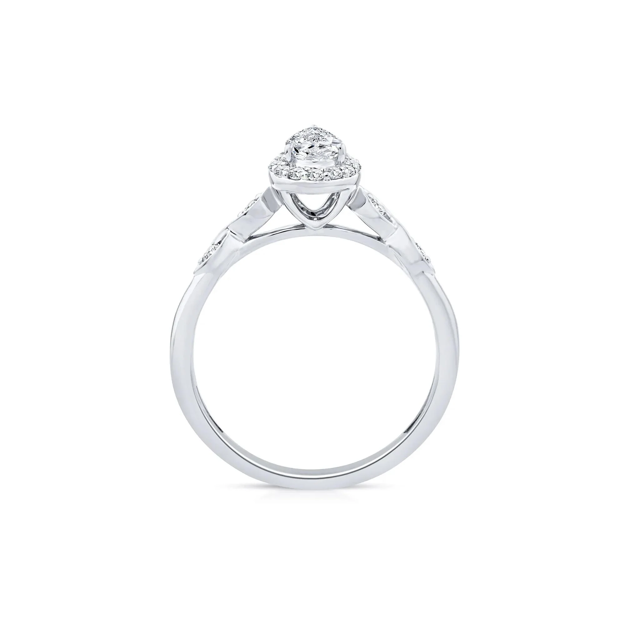 1/2 CT. Tw. Lab Grown Diamond Pear Promise Ring 10K White Gold Size 6 1mm - Image 2