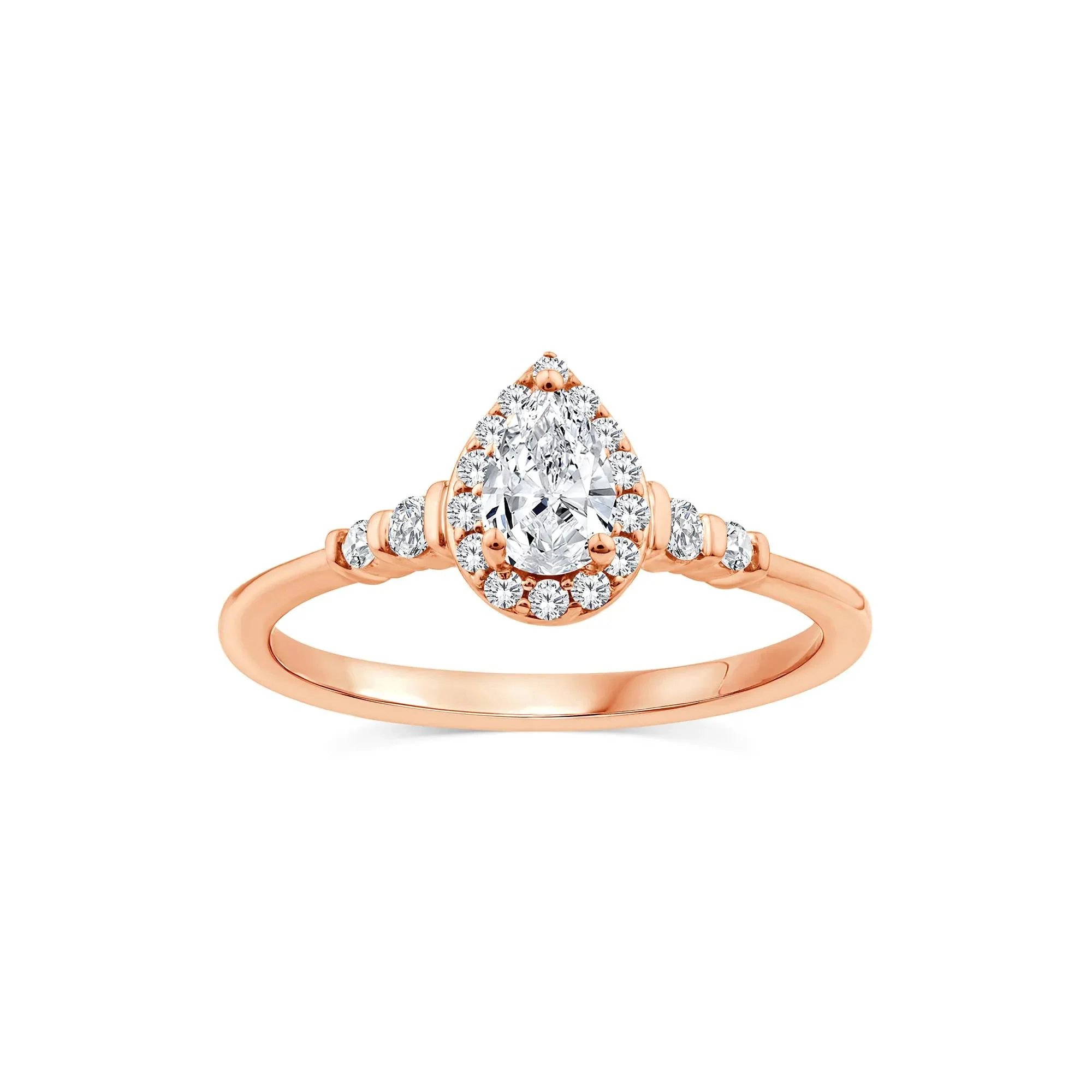 1/2 CT. Tw. Lab Grown Diamond Pear Promise Ring 10K Rose Gold Size 6.5 1mm
