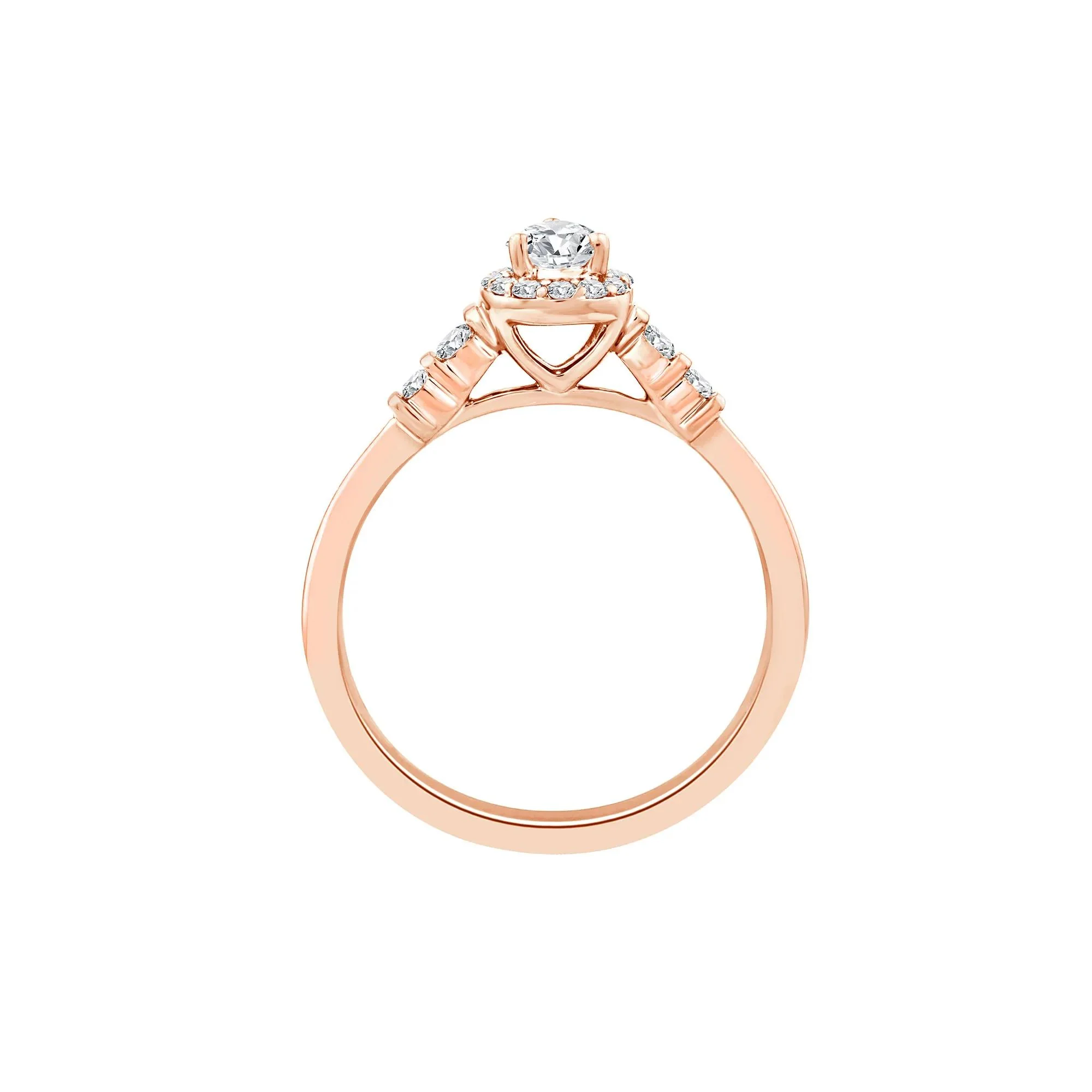 1/2 CT. Tw. Lab Grown Diamond Pear Promise Ring 10K Rose Gold Size 8 1mm - Image 2