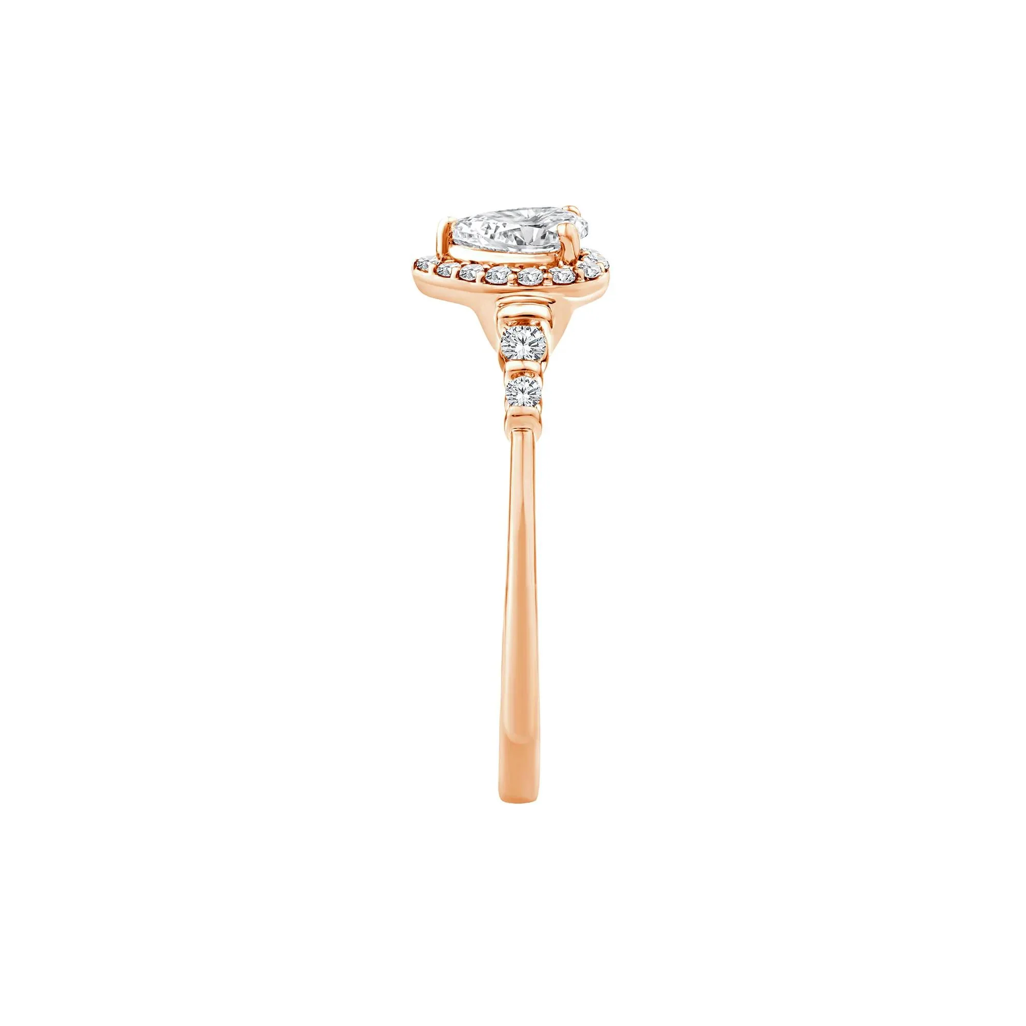 1/2 CT. Tw. Lab Grown Diamond Pear Promise Ring 10K Rose Gold Size 9 1mm - Image 3