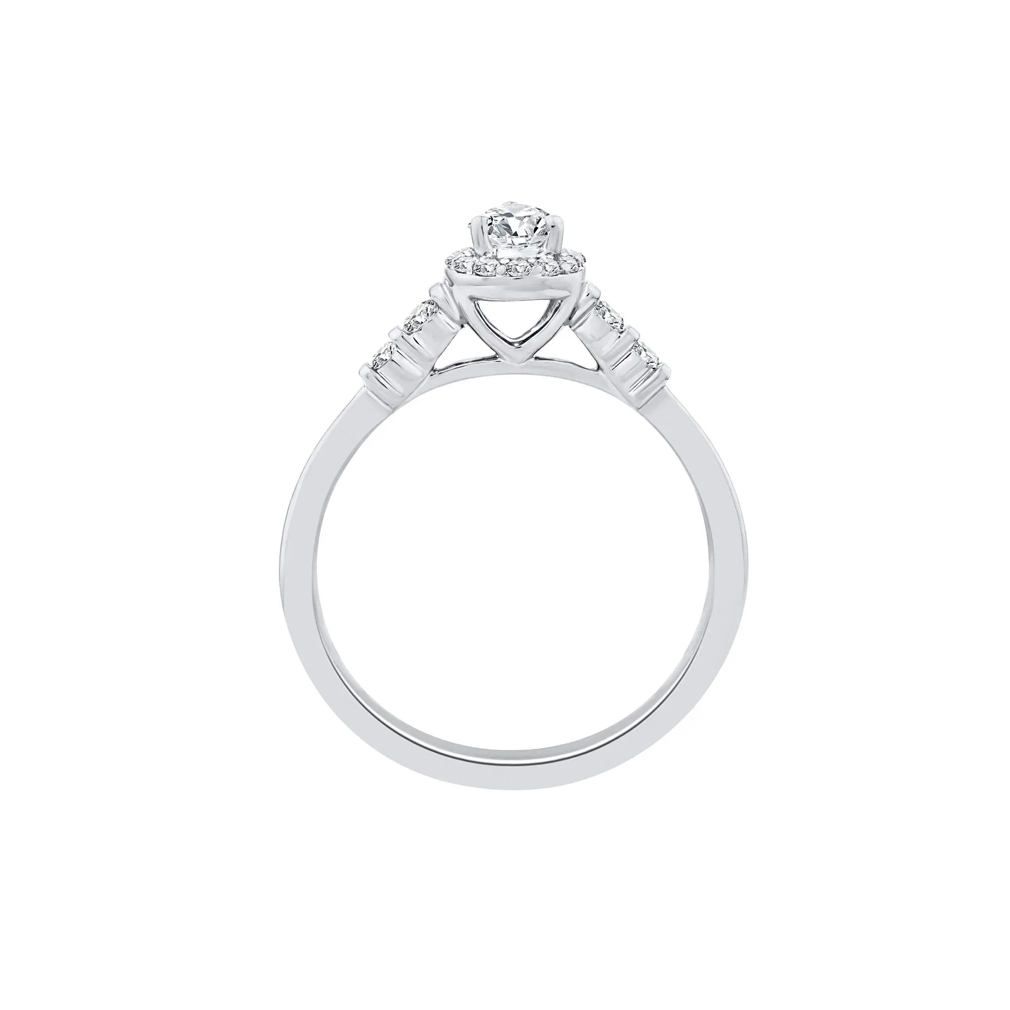 1/2 CT. Tw. Lab Grown Diamond Pear Promise Ring 10K White Gold Size 7.5 1mm - Image 2
