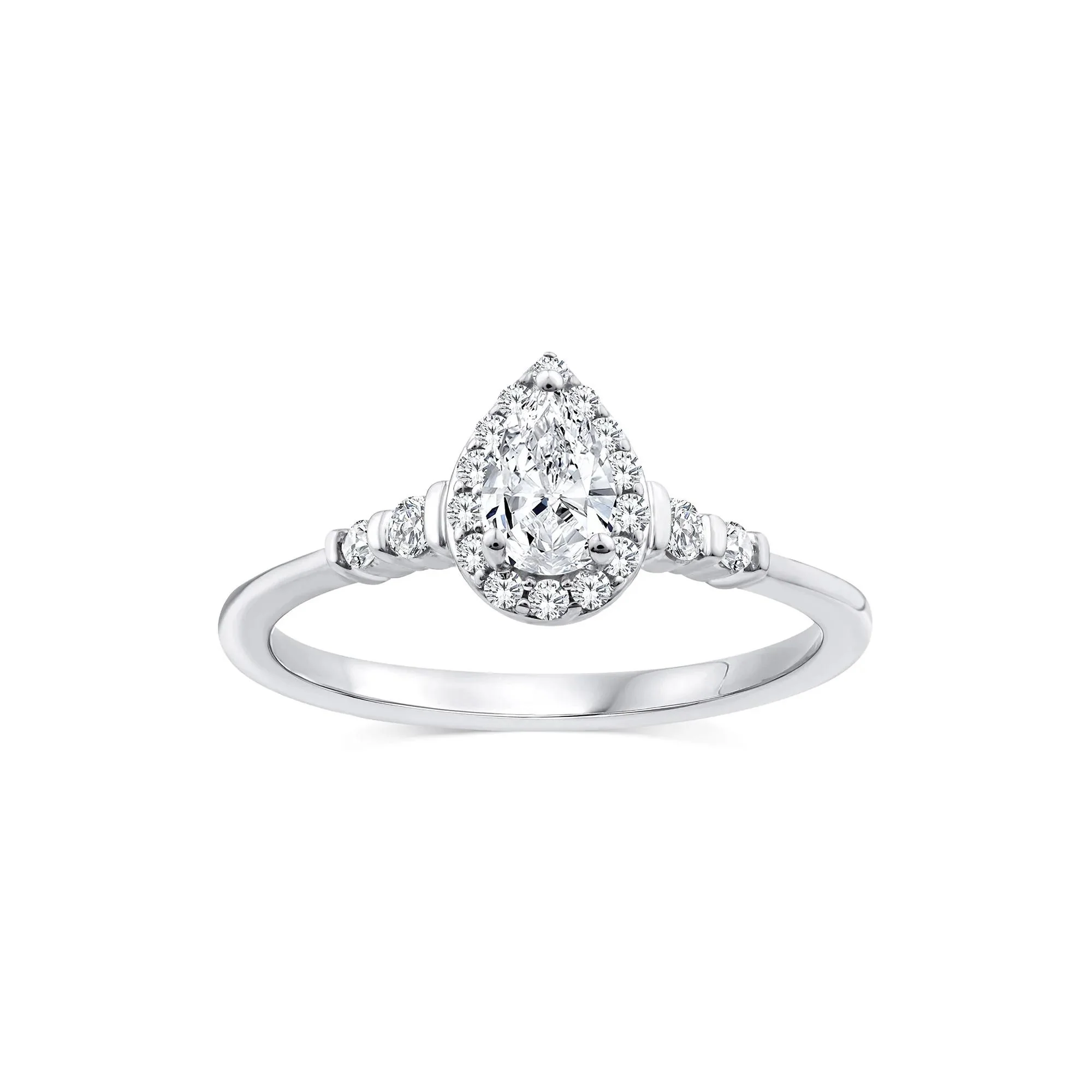 1/2 CT. Tw. Lab Grown Diamond Pear Promise Ring 10K White Gold Size 8 1mm