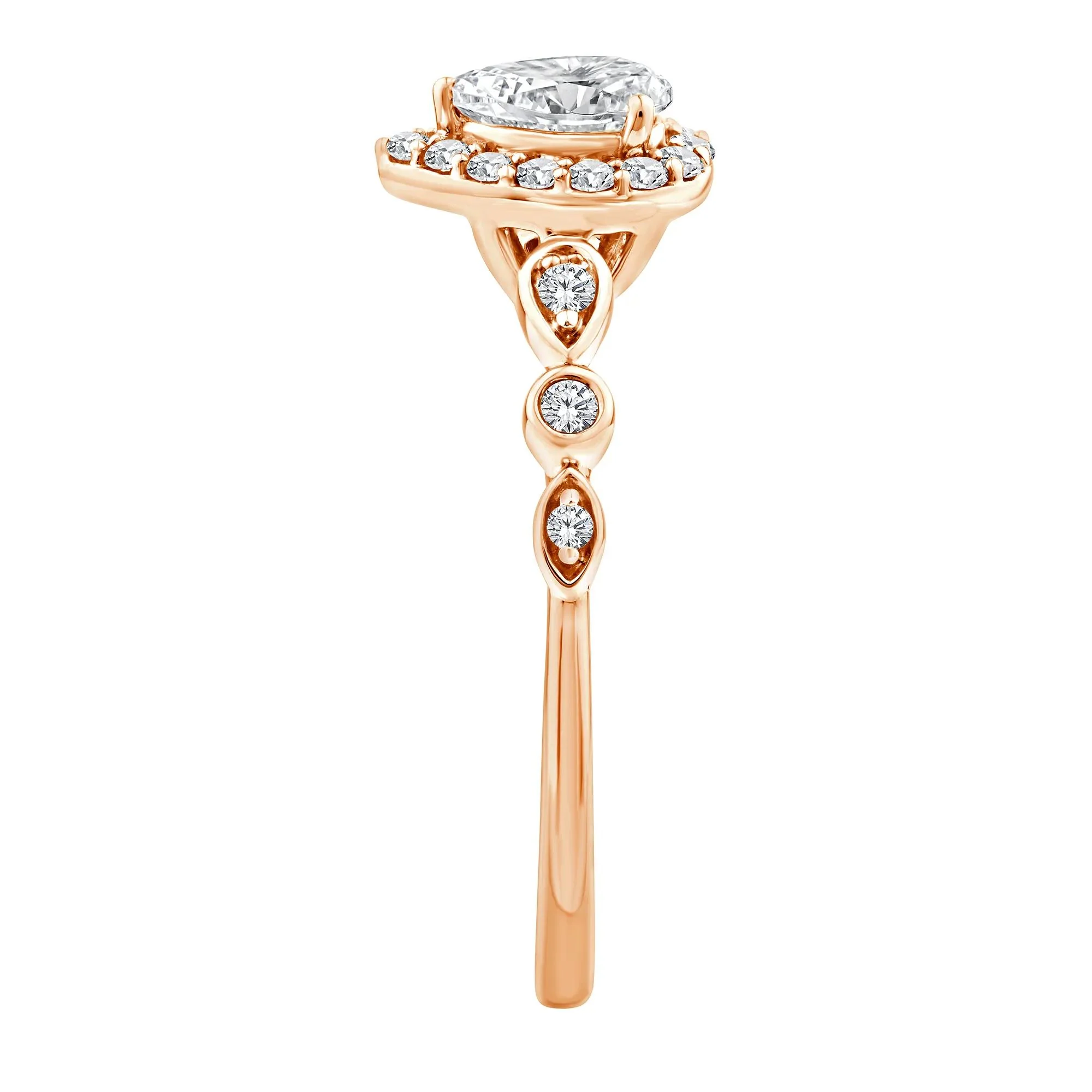 1/2 CT. Tw. Lab Grown Diamond Pear Promise Ring 10K Rose Gold Size 8.5 1mm - Image 3