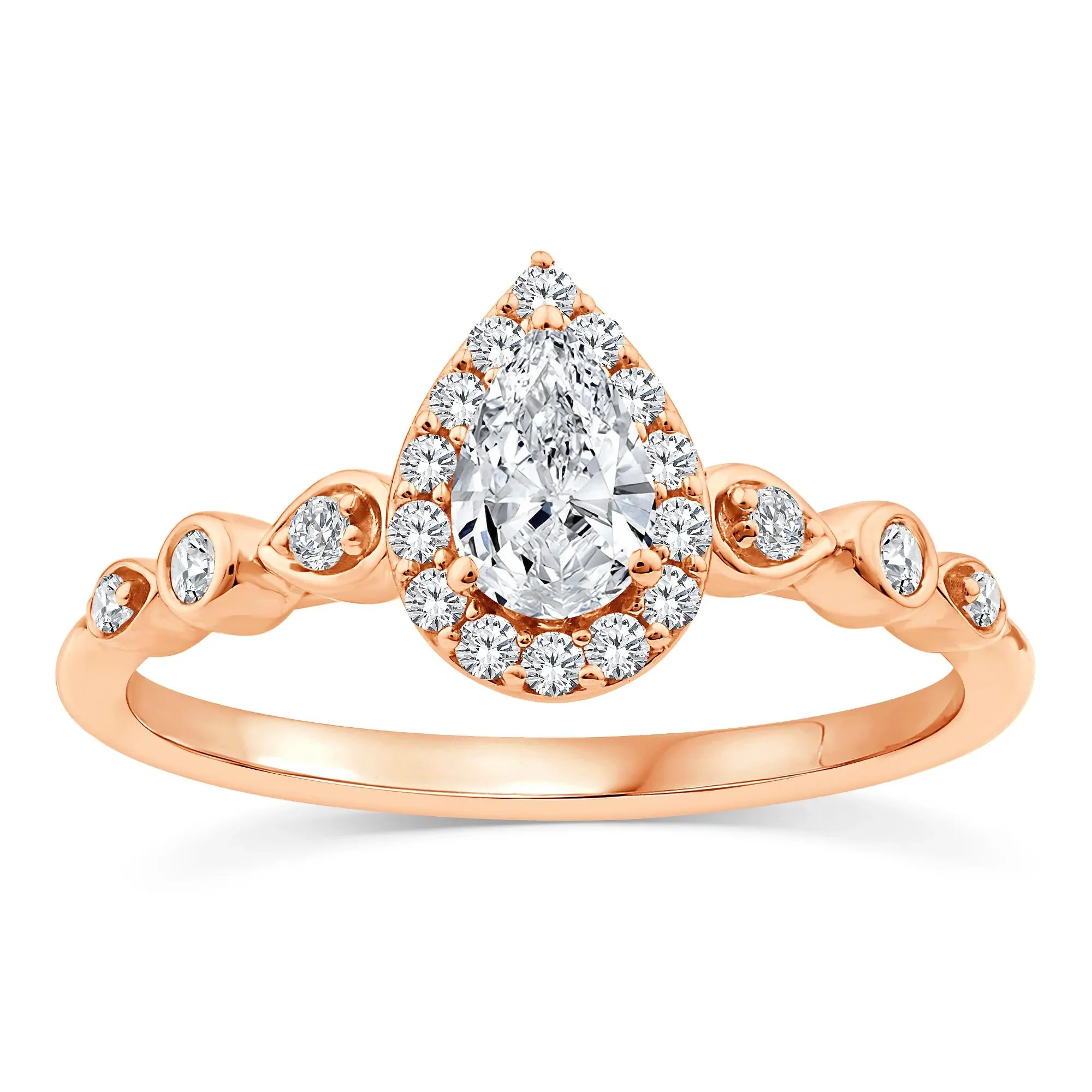 1/2 CT. Tw. Lab Grown Diamond Pear Promise Ring 10K Rose Gold Size 9.5 1mm