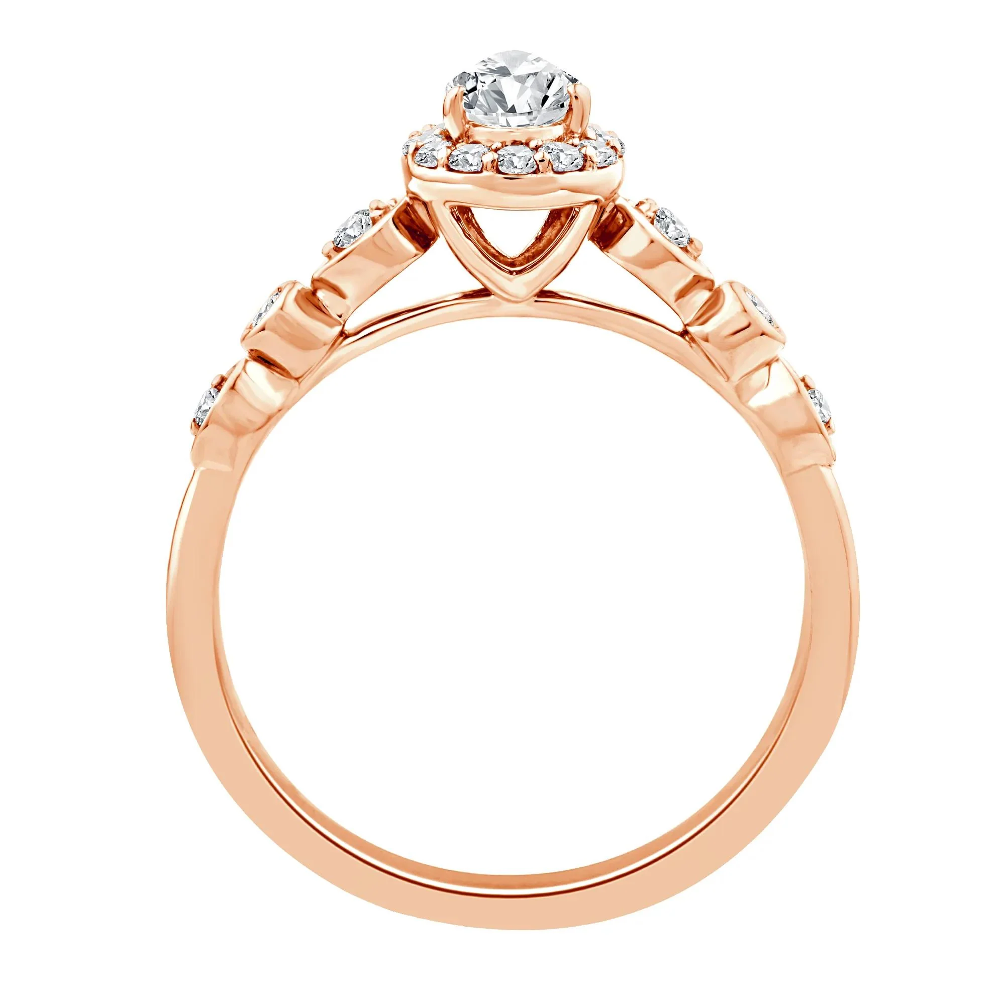 1/2 CT. Tw. Lab Grown Diamond Pear Promise Ring 10K Rose Gold Size 9.5 1mm - Image 2