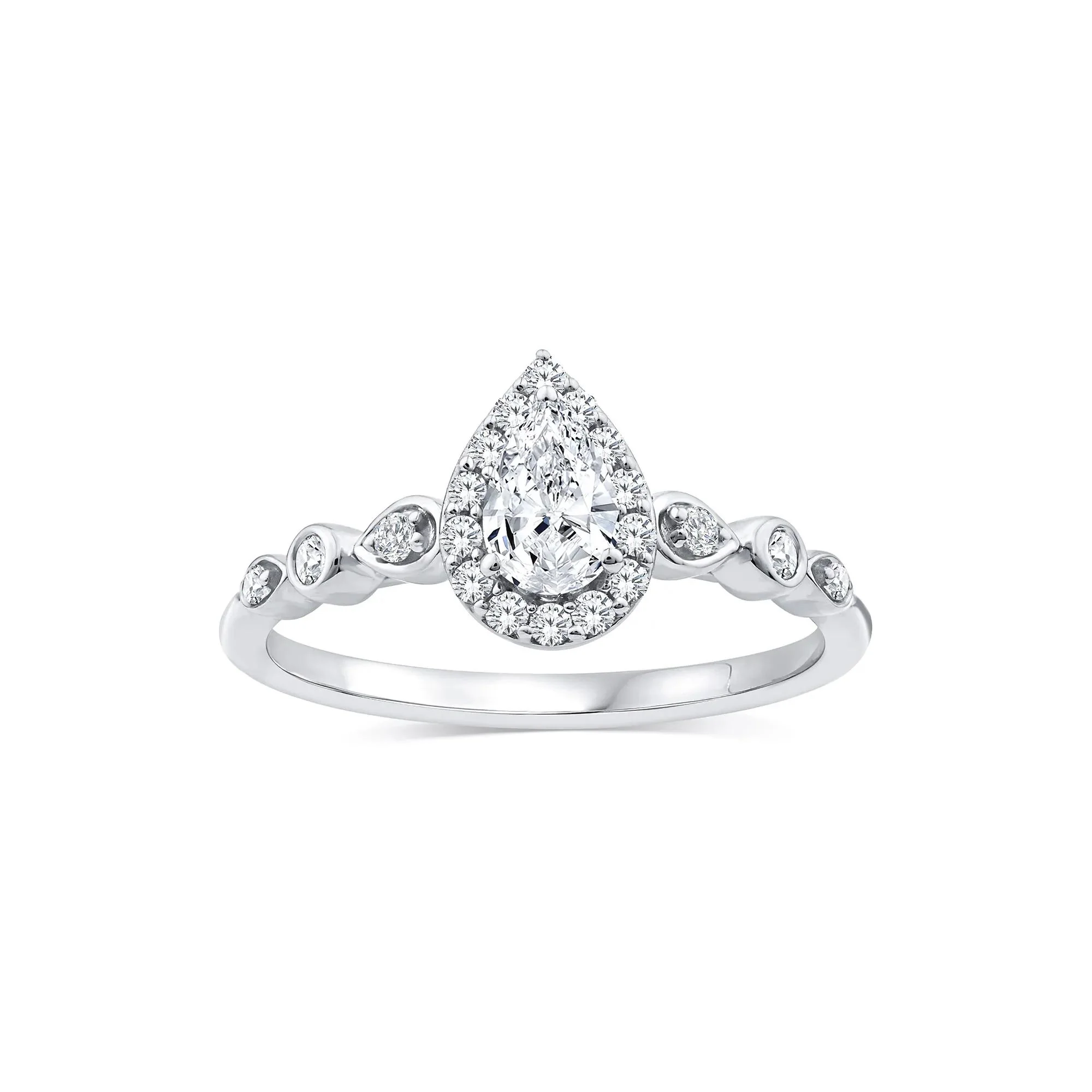 1/2 CT. Tw. Lab Grown Diamond Pear Promise Ring 10K White Gold Size 7 1mm