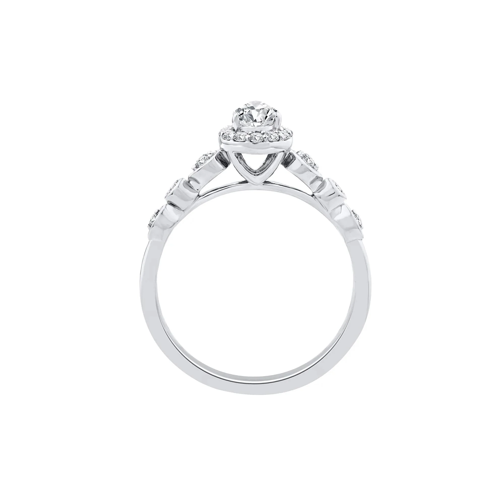 1/2 CT. Tw. Lab Grown Diamond Pear Promise Ring 10K White Gold Size 9.5 1mm - Image 2