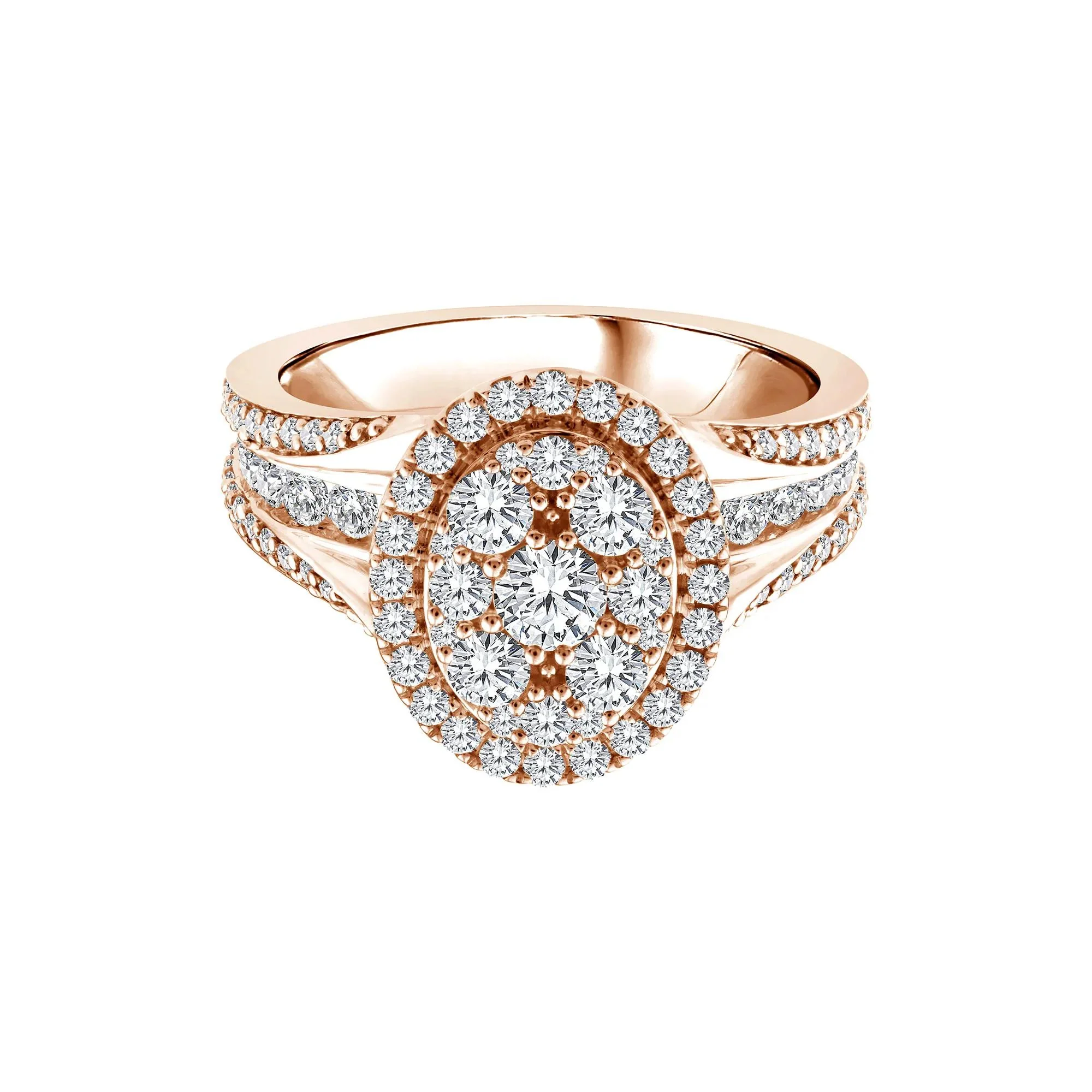1/2 CT. Tw. Diamond Composite Engagement Ring 10K Rose Gold Round Brilliant Cut Size 6