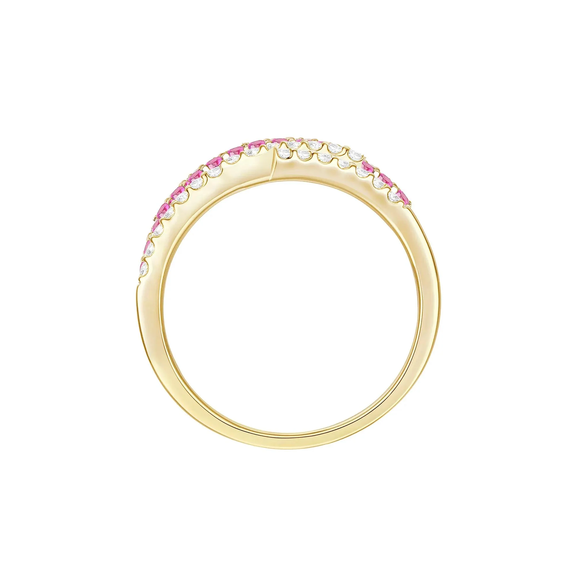 3/8 CT. Tw. Ruby and Diamond Ring 10K Yellow Gold Size 7 1mm - Image 3