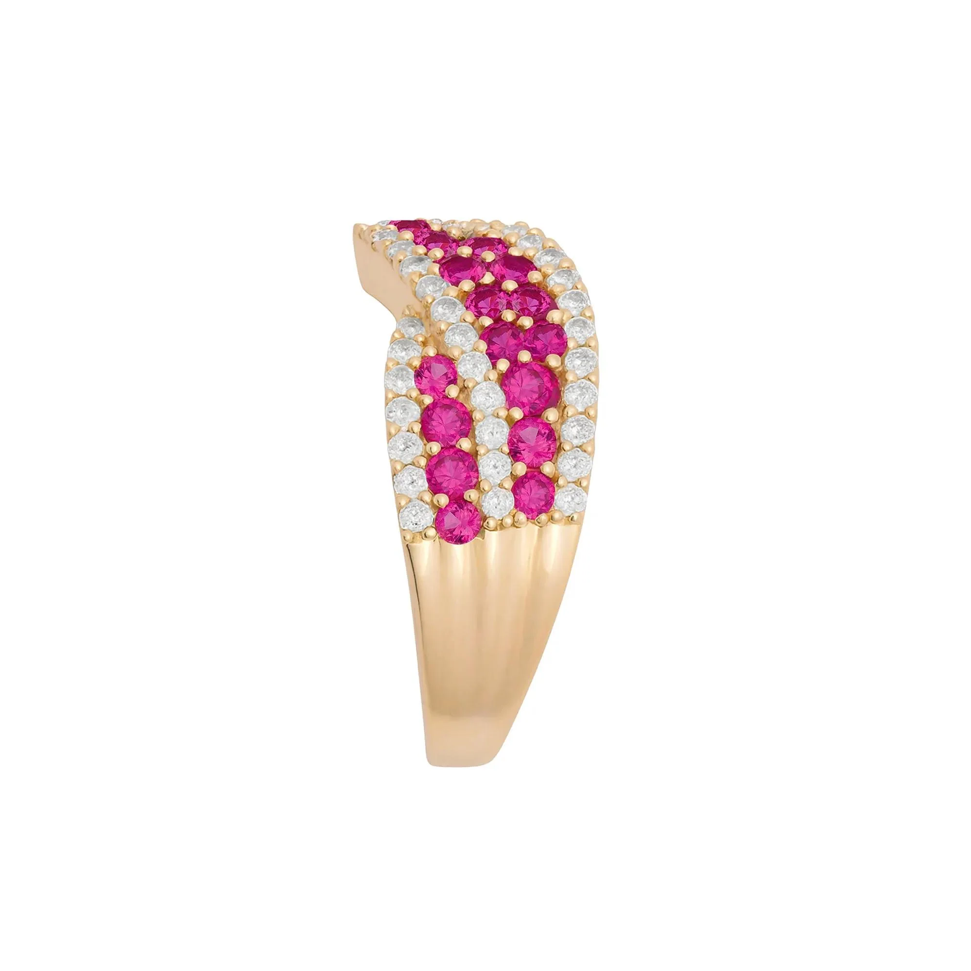 3/8 CT. Tw. Ruby and Diamond Ring 10K Yellow Gold Size 7.5 1mm - Image 2