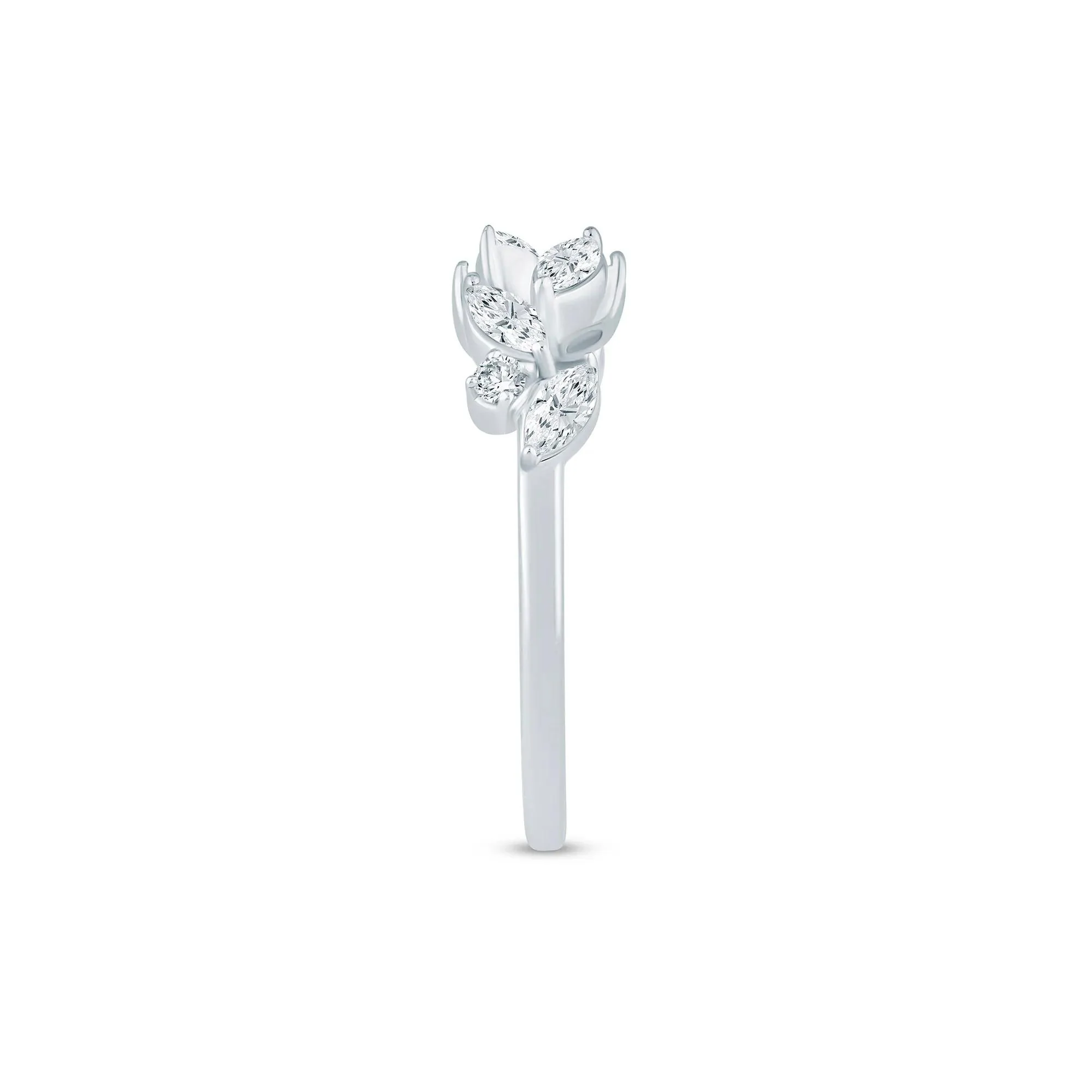 3/8 CT. Tw. Lab Grown Diamond Floral Open Anniversary Band Ring 14K White Gold Size 7 1mm - Image 3