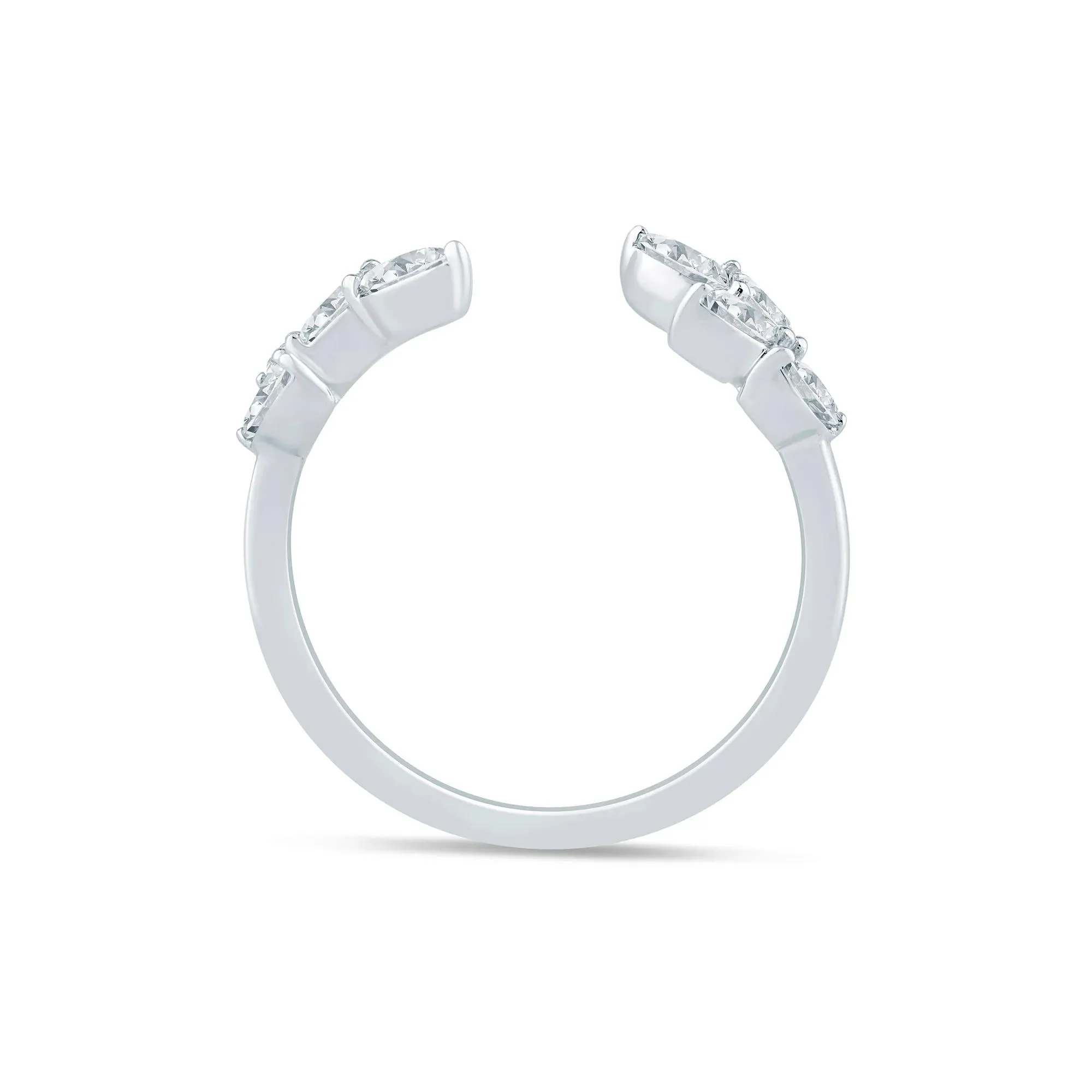 3/8 CT. Tw. Lab Grown Diamond Floral Open Anniversary Band Ring 14K White Gold Size 8 1mm - Image 2