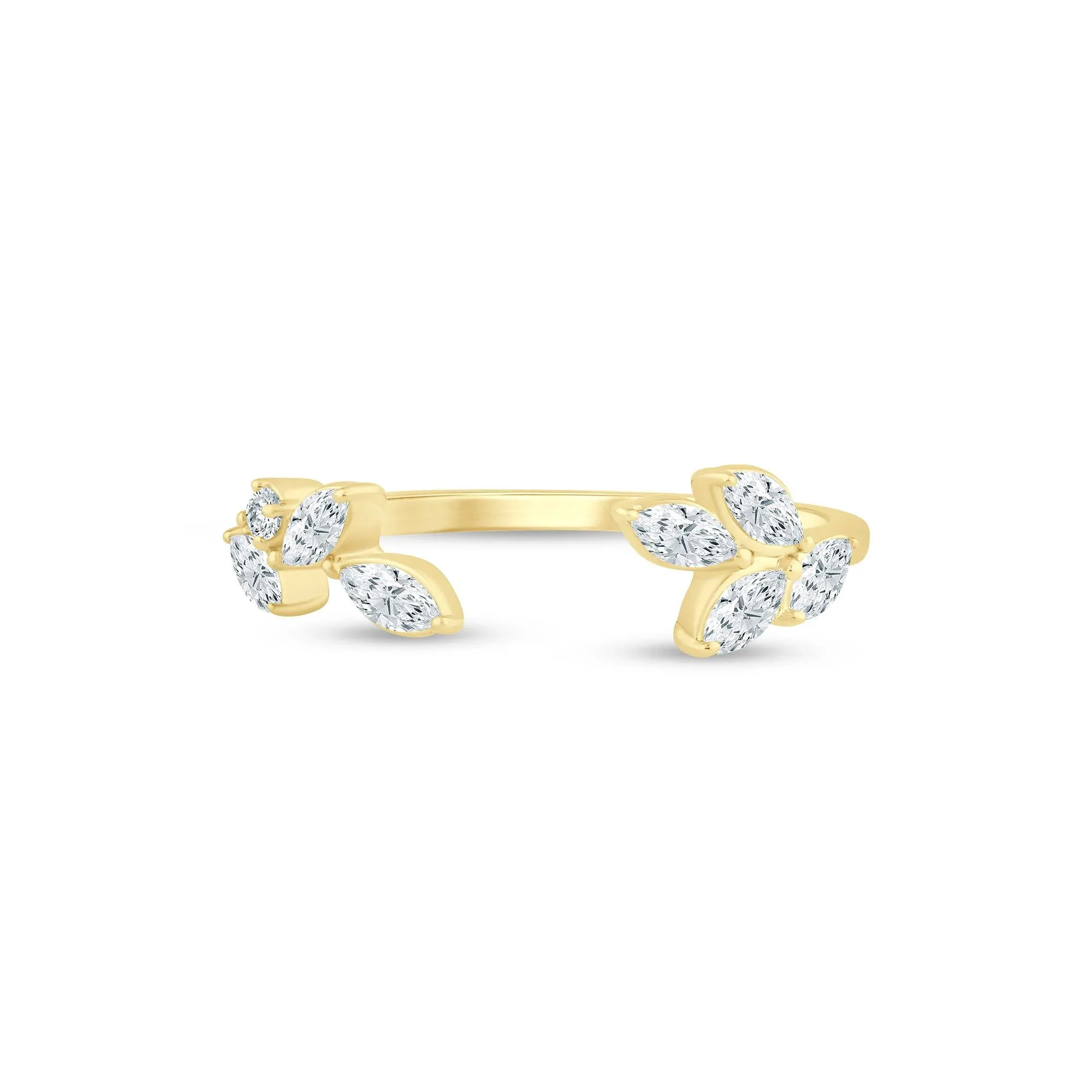 3/8 CT. Tw. Lab Grown Diamond Floral Open Anniversary Band Ring 14K Yellow Gold Size 6.5 1mm