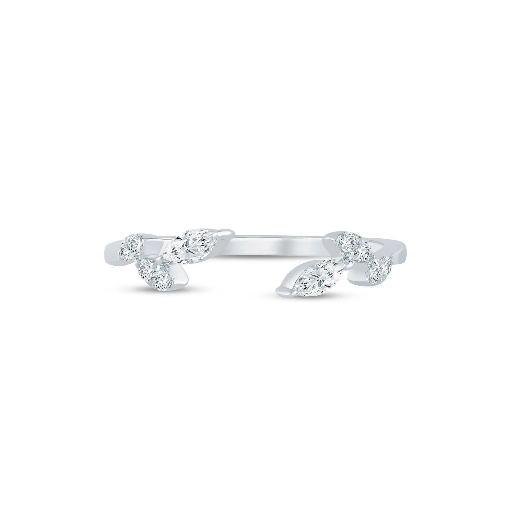 1/5 CT. Tw. Lab Grown Diamond Floral Open Anniversary Band Ring 14K White Gold Size 5 1mm