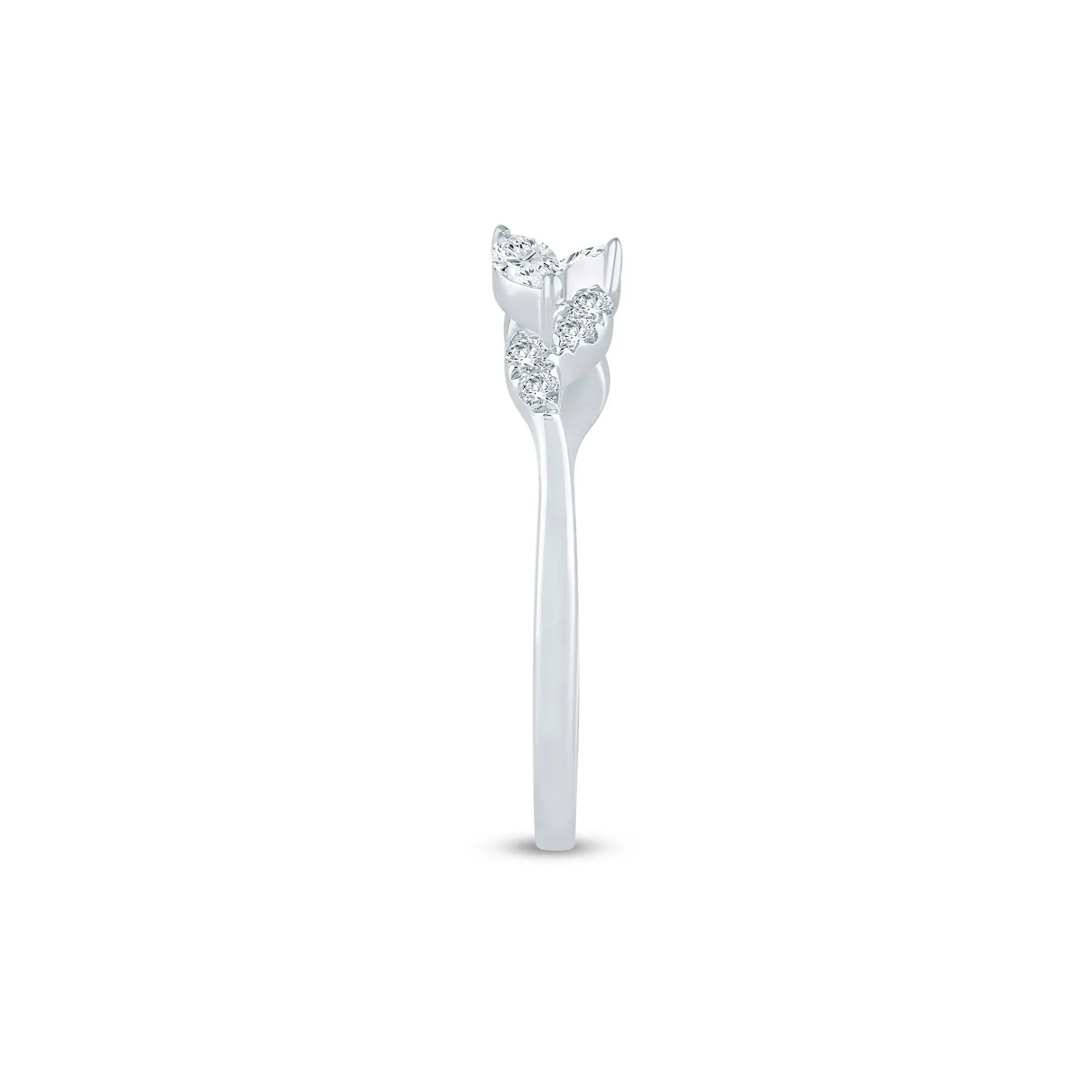 1/5 CT. Tw. Lab Grown Diamond Floral Open Anniversary Band Ring 14K White Gold Size 6.5 1mm - Image 3