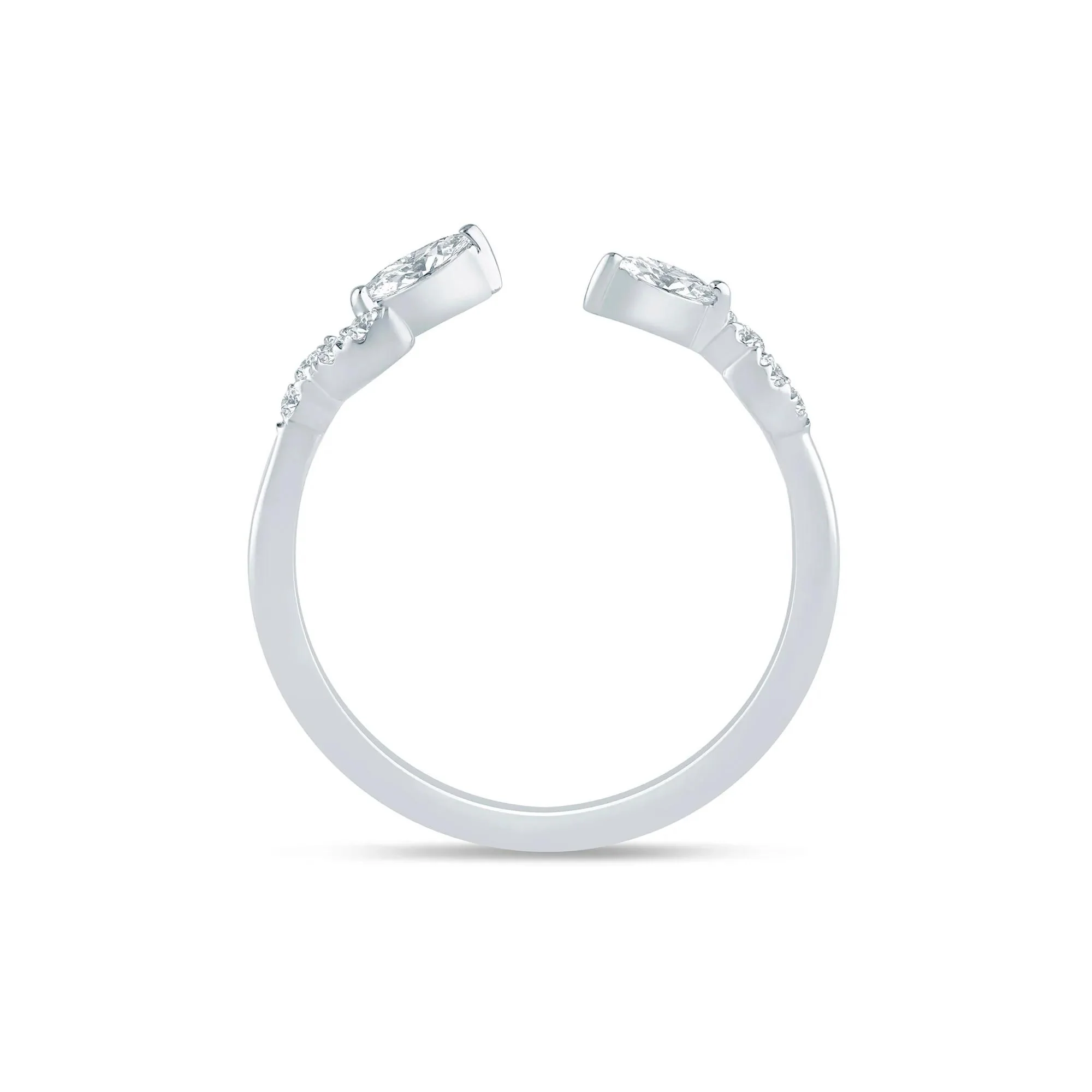 1/5 CT. Tw. Lab Grown Diamond Floral Open Anniversary Band Ring 14K White Gold Size 7.5 1mm - Image 2