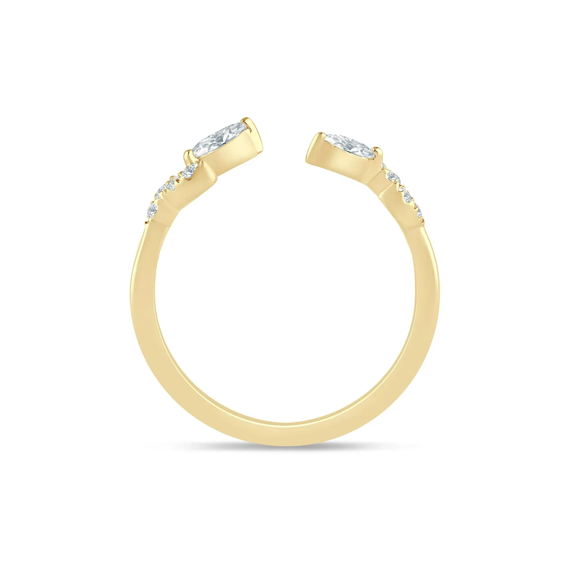 1/5 CT. Tw. Lab Grown Diamond Floral Open Anniversary Band Ring 14K Yellow Gold Size 5.5 1mm - Image 2