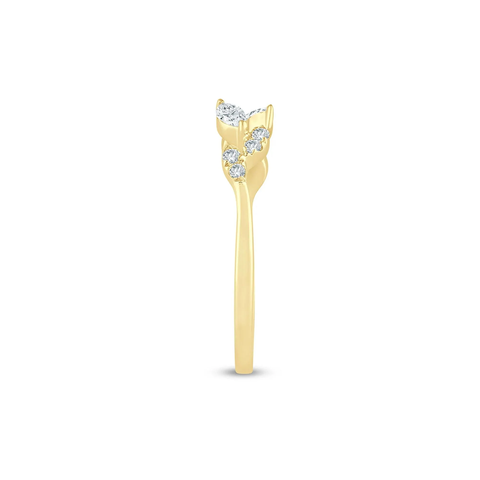 1/5 CT. Tw. Lab Grown Diamond Floral Open Anniversary Band Ring 14K Yellow Gold Size 9 1mm - Image 3