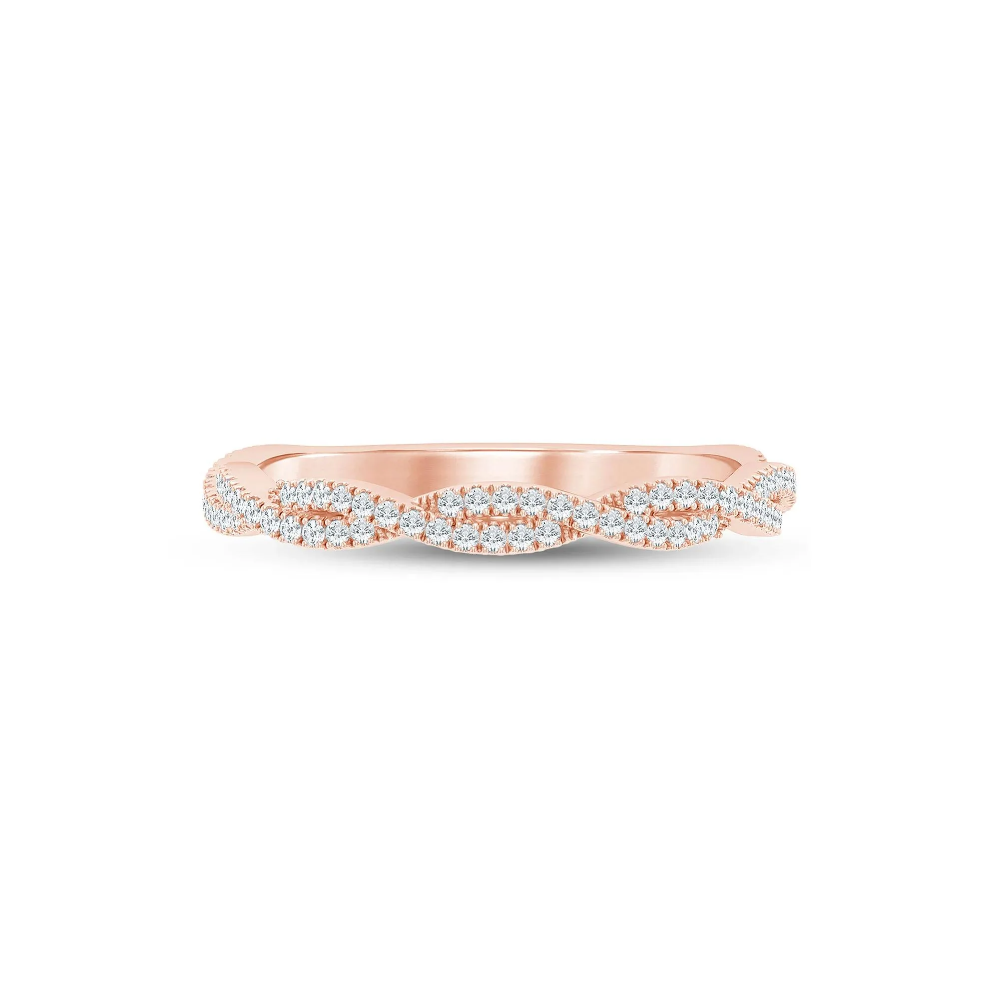 1/5 CT. Tw. Lab Grown Diamond Twist Anniversary Band Ring 10K Rose Gold Size 7 1.5mm
