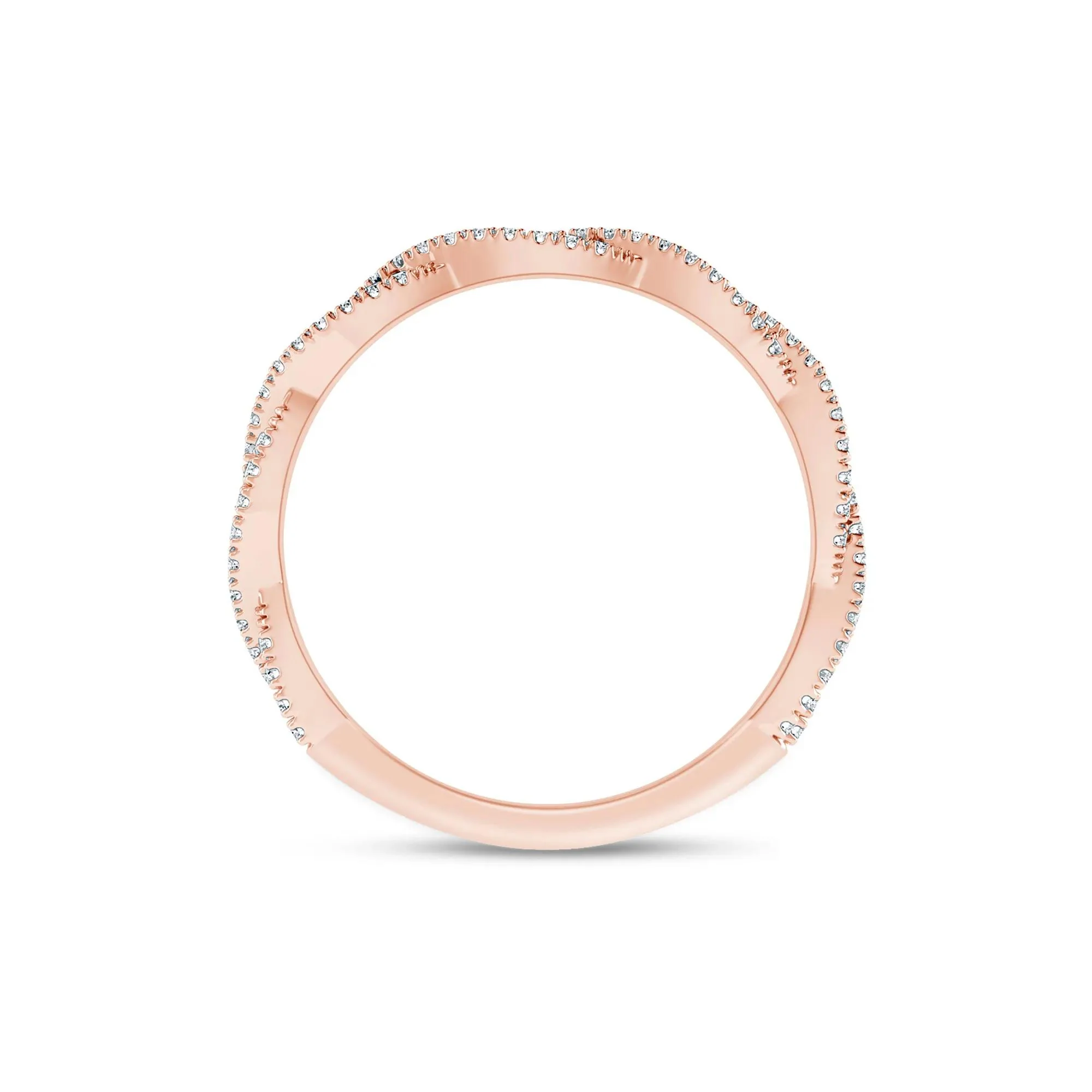 1/5 CT. Tw. Lab Grown Diamond Twist Anniversary Band Ring 10K Rose Gold Size 9 1.5mm - Image 2