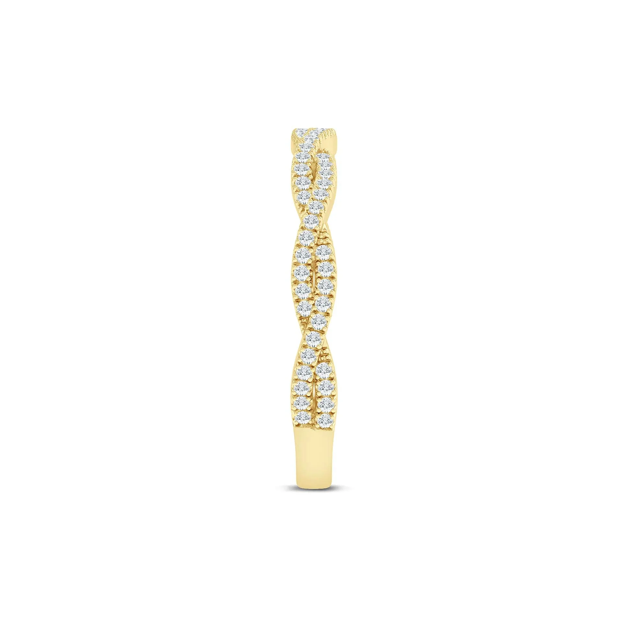 1/5 CT. Tw. Lab Grown Diamond Twist Anniversary Band Ring 10K Yellow Gold Size 7 1.5mm - Image 3