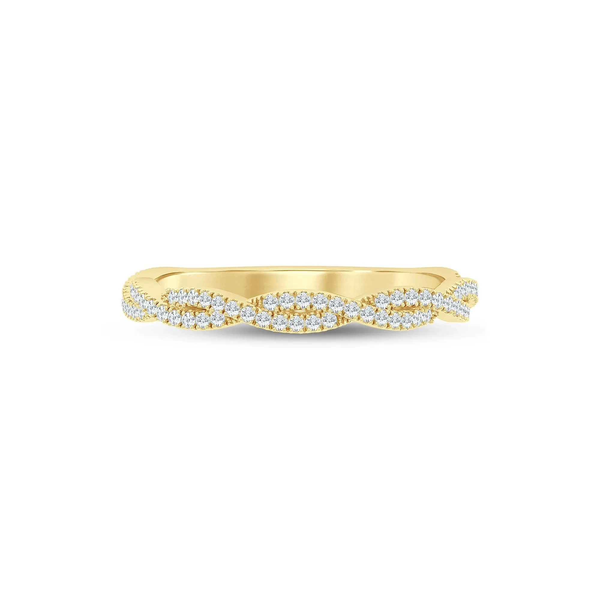 1/5 CT. Tw. Lab Grown Diamond Twist Anniversary Band Ring 10K Yellow Gold Size 8 1.5mm