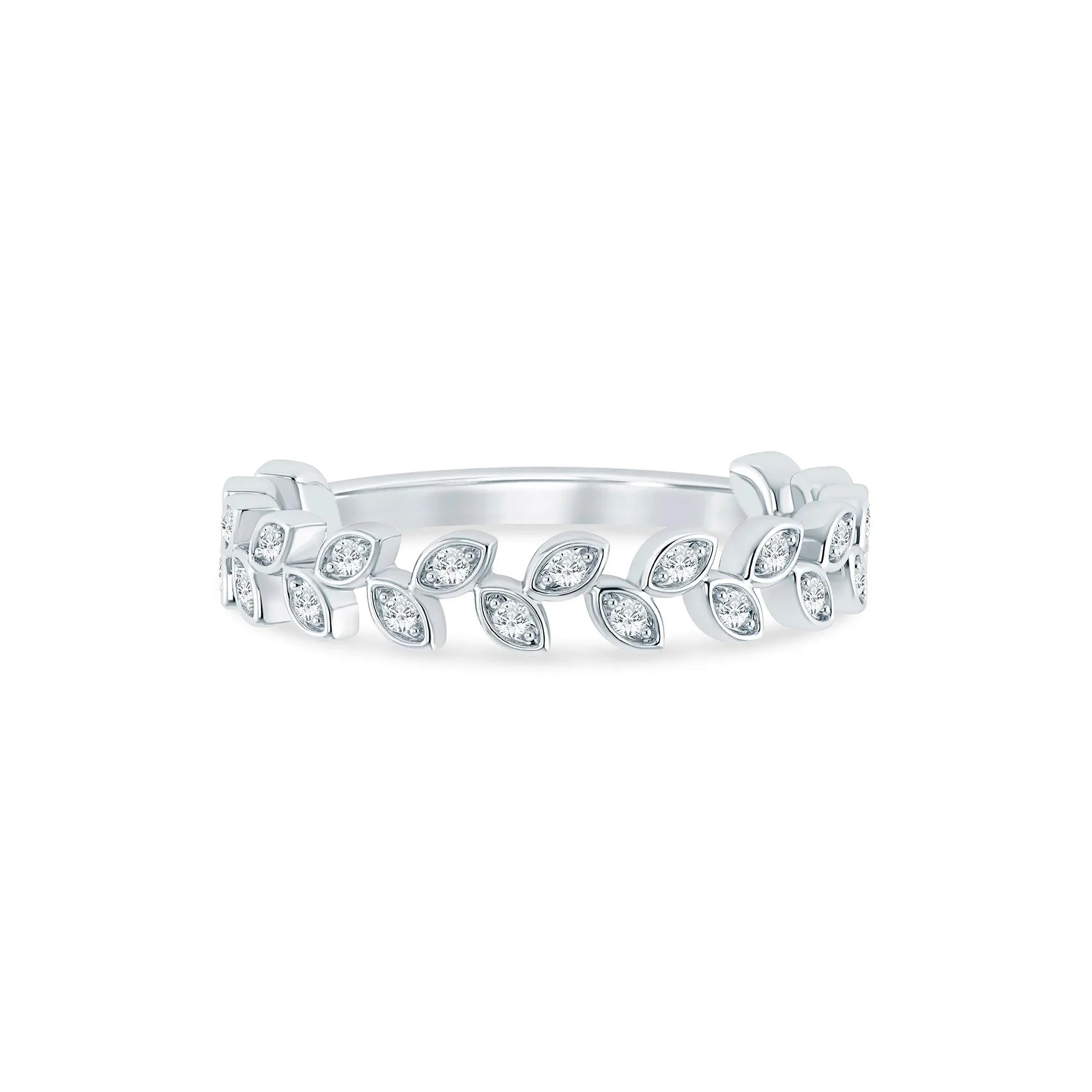 1/7 CT. Tw. Lab Grown Diamond Floral Stack Anniversary Band Ring 10K White Gold Size 7.5 1mm